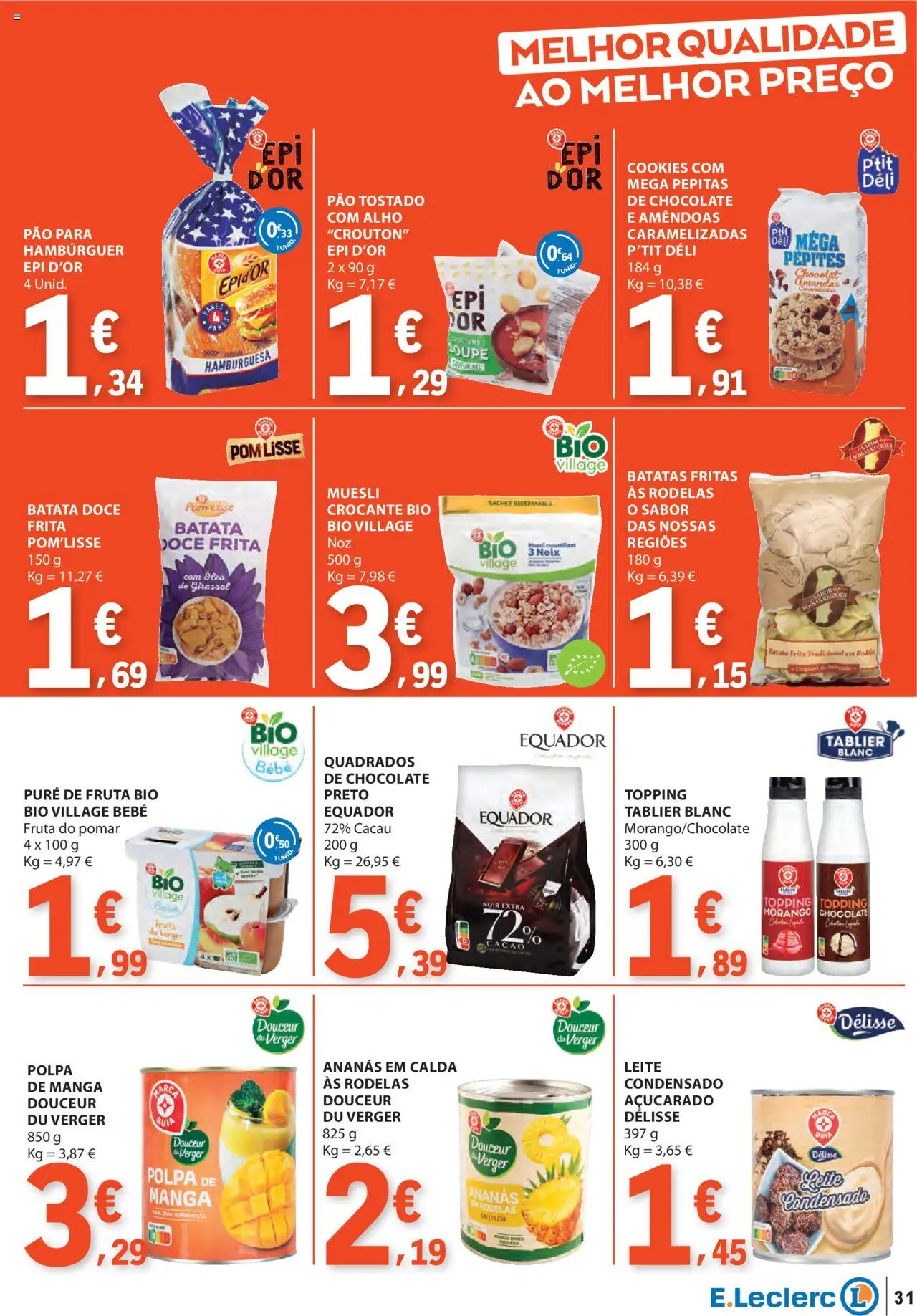 E.Leclerc - Folheto Semanal │ válido de 03.07.2025 | Página: 31 | Produtos: Batata frita, Hambúrguer, Chocolate, Batatas fritas