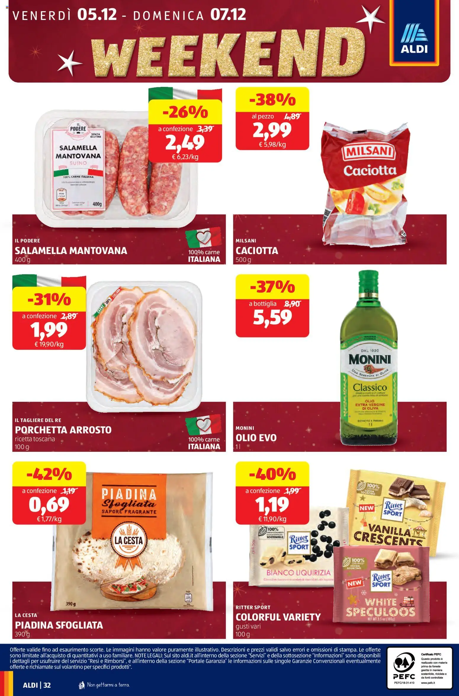Volantino Aldi del 01.12.2025 | Pagina: 32 | Prodotti: Porchetta, Olio, Piadina, Tagliere