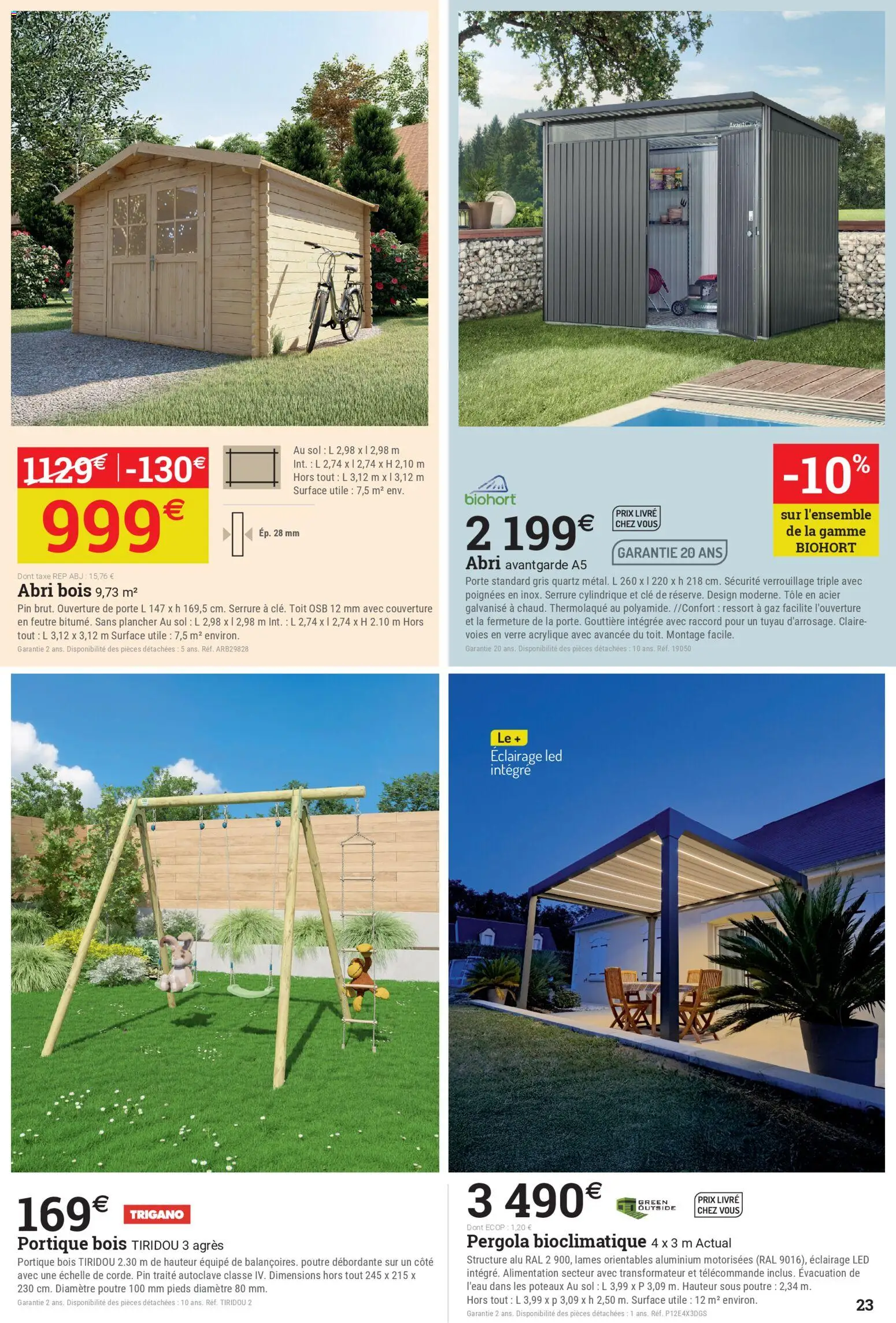 {H1} | Page: 23 | Produits: Gouttière, Tuyau, Porte, Pergola