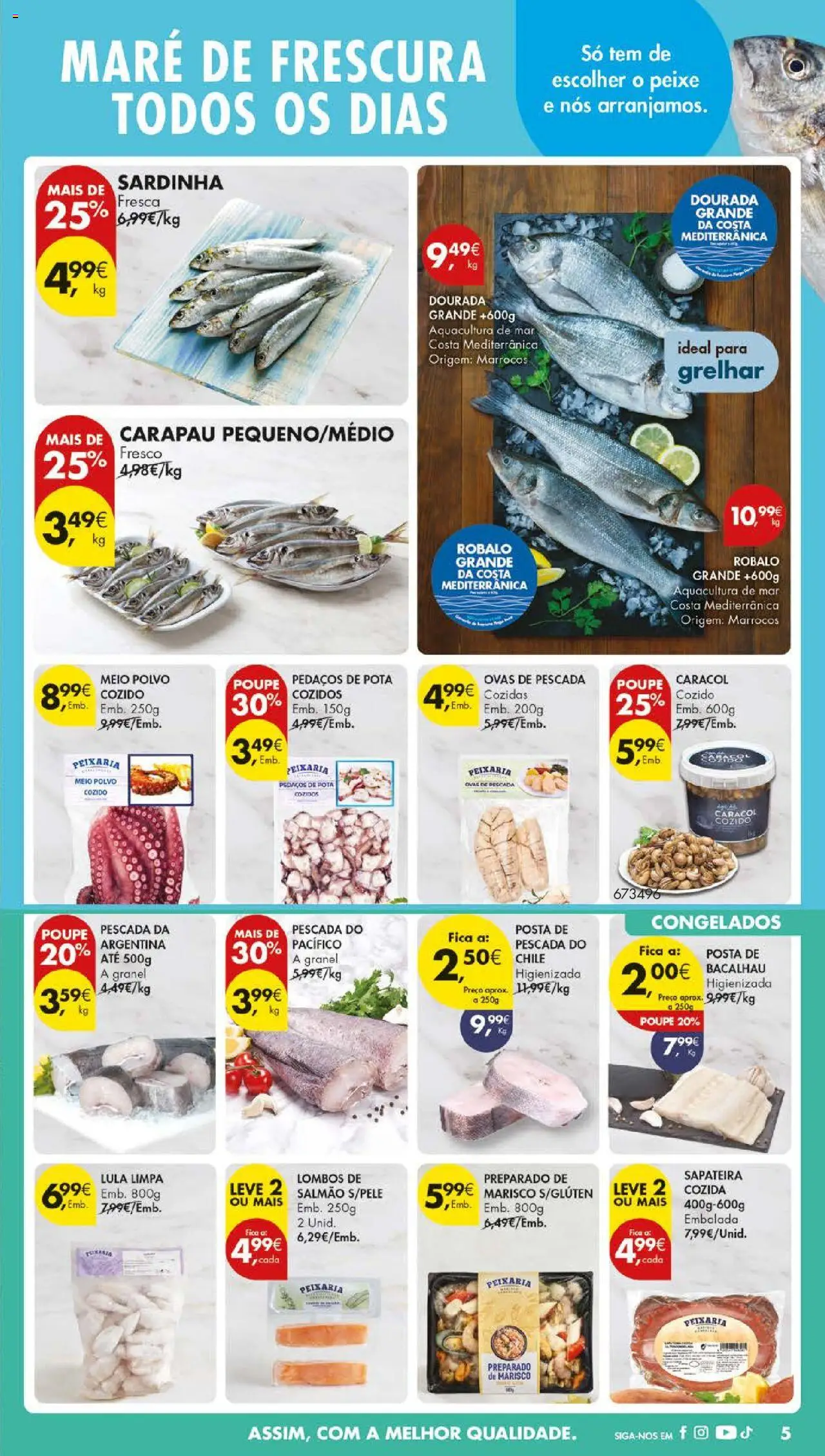 Pingo Doce folheto │ válido de 12.08.2025 | Página: 5 | Produtos: Dourada, Pescada, Salmão, Peixe