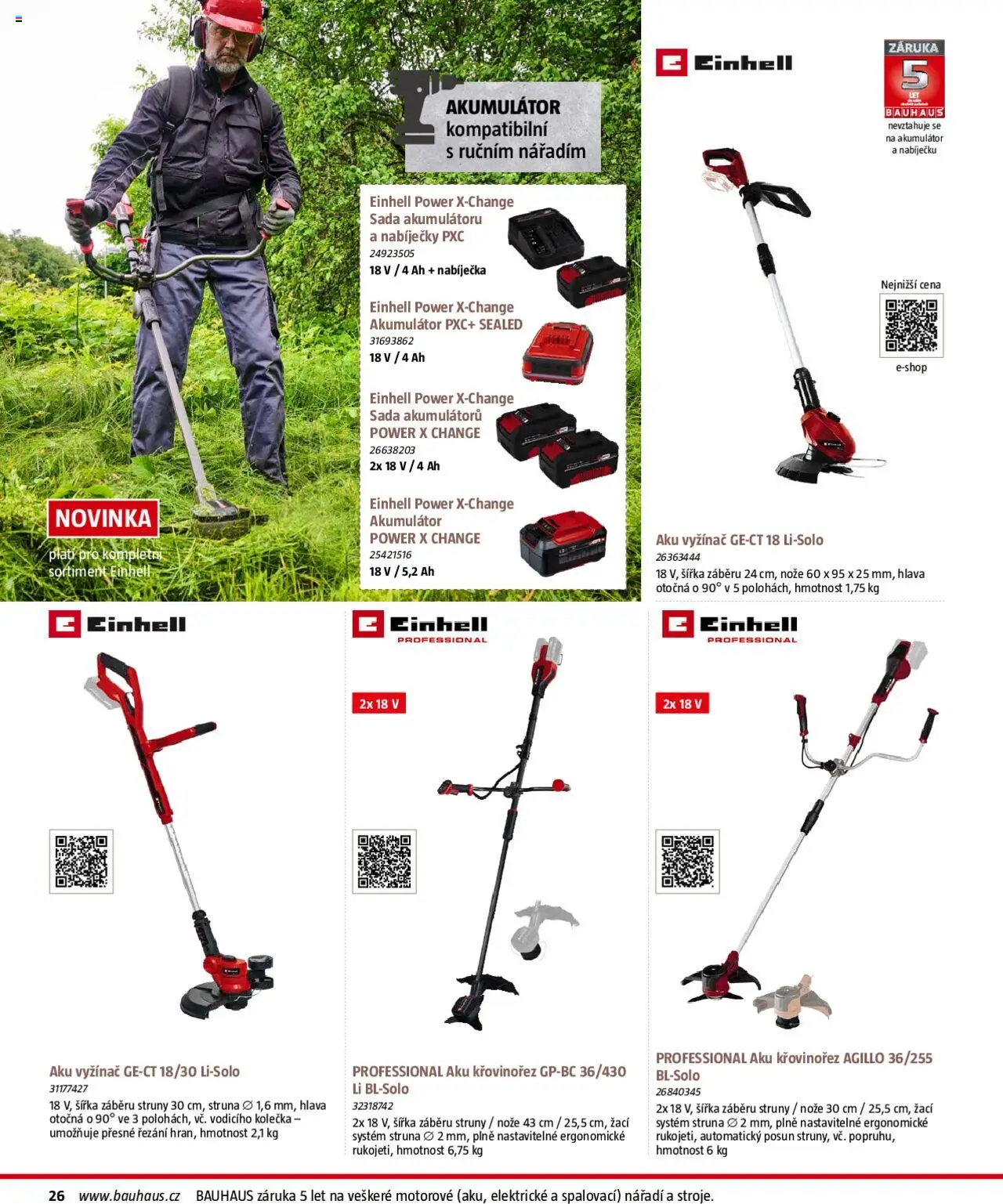 Bauhaus katalog Zahradní technika od 01.04.2025 | Strana: 26 | Produkty: Nože, Aku vyžínač, Aku křovinořez, Nářadí