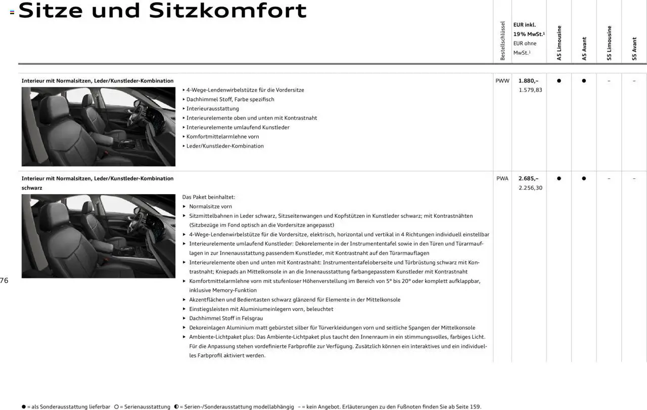 Audi A5 – gültig ab 09.01.2025 | Seite: 76