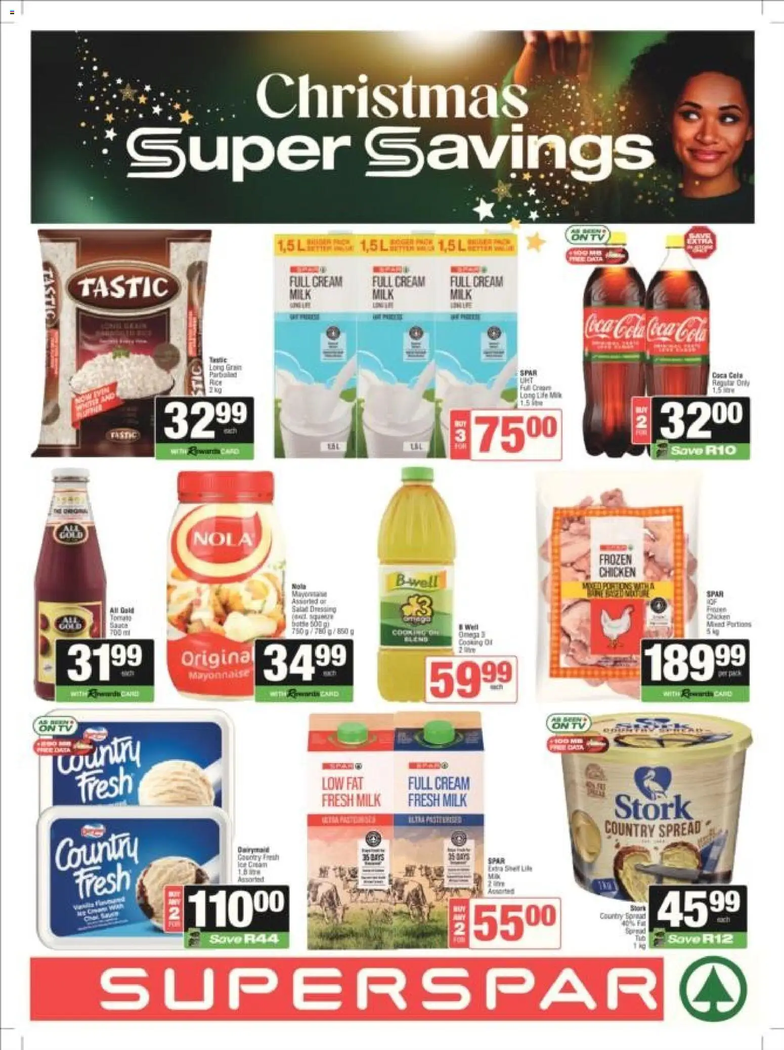 New Superspar catalogue – valid from 08.12.2025 | Page: 1 | Products: Milk, Chicken, Cream, Ice cream