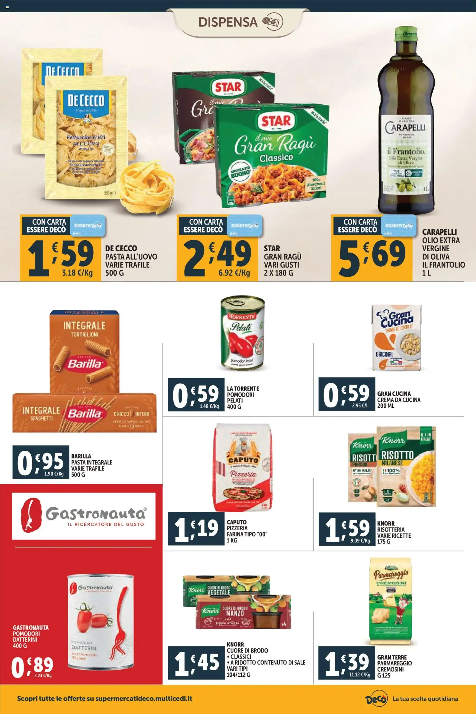 Volantino Decò del 06.03.2026 | Pagina: 8 | Prodotti: Sale, Olio, Ragú, Fettuccine