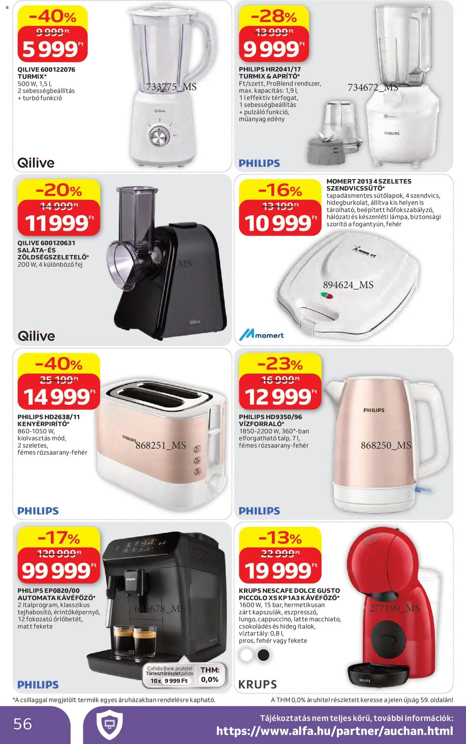 Auchan akciós ujság - amely érvényes a következő dátumtól: 30.04.2026 | Oldal: 56 | Termékek: Dolce Gusto, Nescafé, Edény