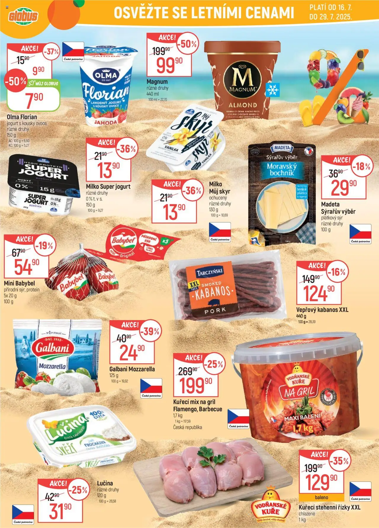 Globus leták - Brno od 16.07.2025 | Strana: 1 | Produkty: Jogurt, Lučina, Stehenní řízky, Protein