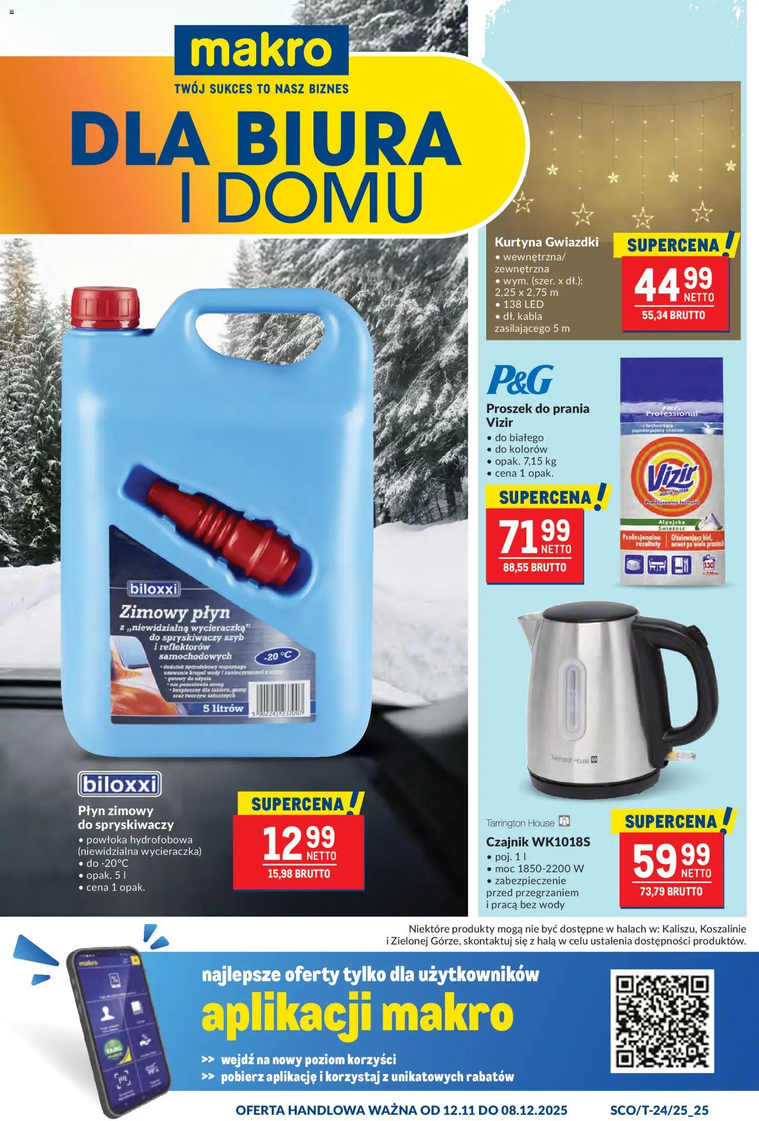 Makro Gazetka od 12.11.2025 | Strona: 1 | Produkty: Czajnik, Wycieraczka, Proszek do prania Vizir, Proszek do prania