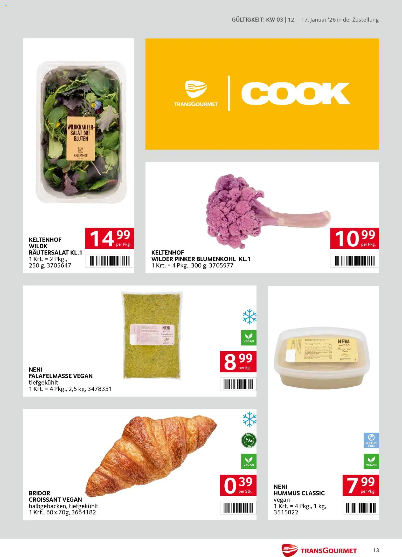 Transgourmet Zustellaktion gültig ab 12.01.2026 | Seite: 13 | Produkte: Salat, Blumenkohl