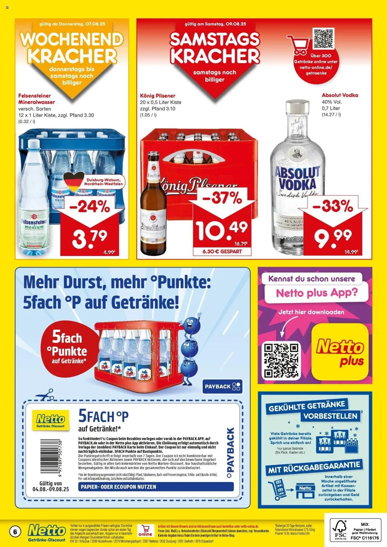 Netto Marken-Discount prospekt Hückelhoven-Baal	 - gültig ab dem 04.08.2025 | Seite: 6 | Produkte: Konig pilsener, Mineralwasser, Vodka