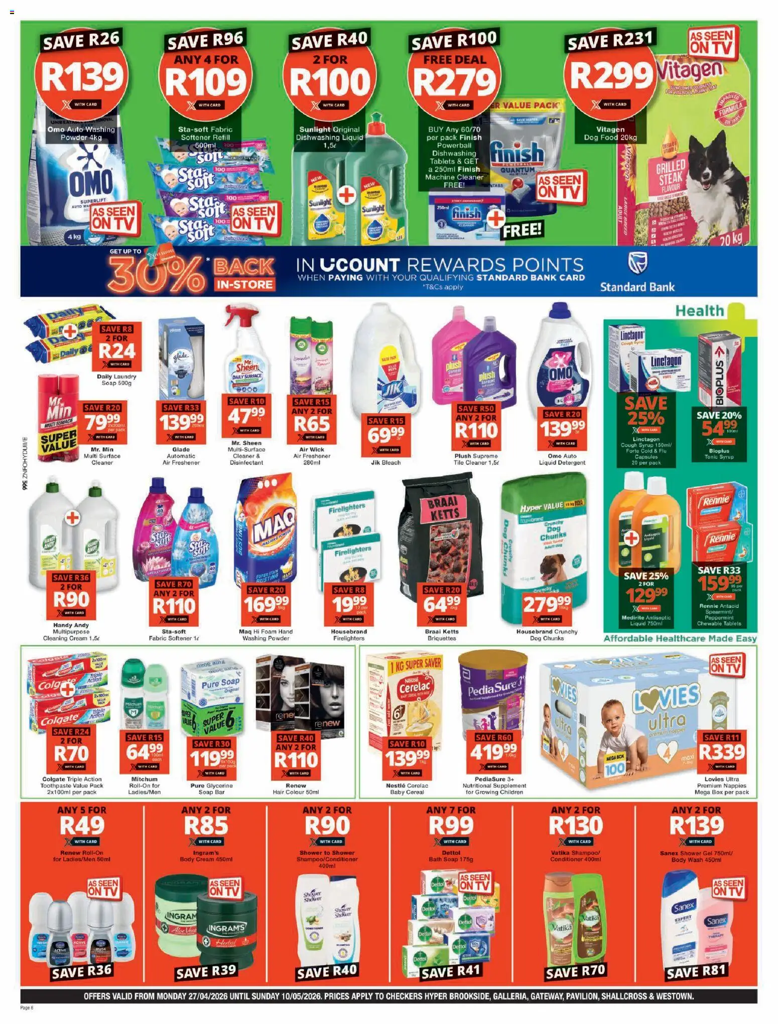New Checkers catalogue – valid from 27.04.2026 | Page: 6 | Products: Tonic, Cough syrup, Cream, Body cream