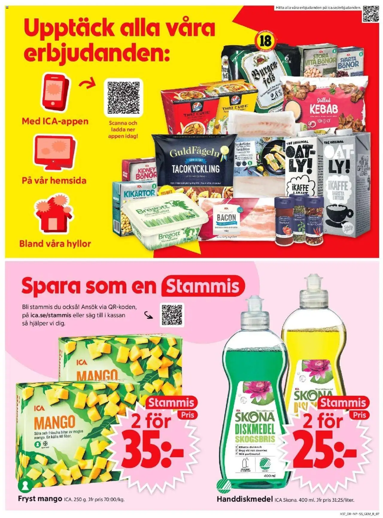 ICA Supermarket reklamblad aktuell från 08.09.2025 | Sida: 9 | Produkter: Såg, Bacon, Bregott, Bönor