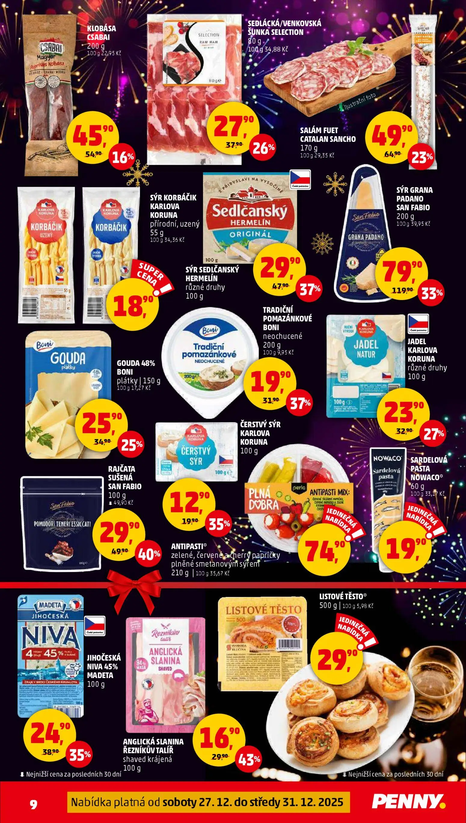Penny Market leták - Čtvrtečník od 27.12.2025 | Strana: 9 | Produkty: Gouda, Sýr, Sardelová pasta, Slanina