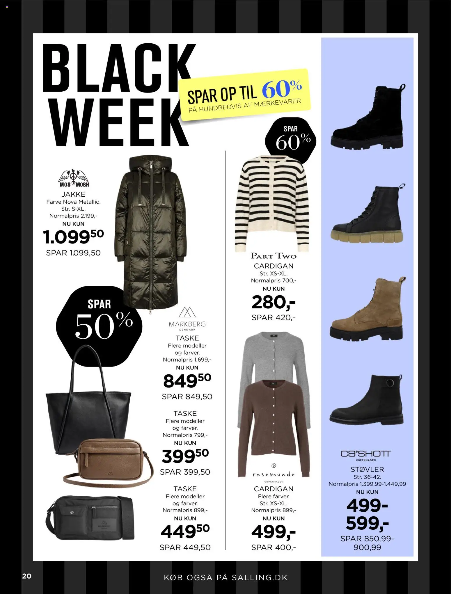 Salling tilbudsavis – gyldig fra 21.11.2025 | Side: 20 | Produkter: Jakke, Taske, Støvler, Cardigan