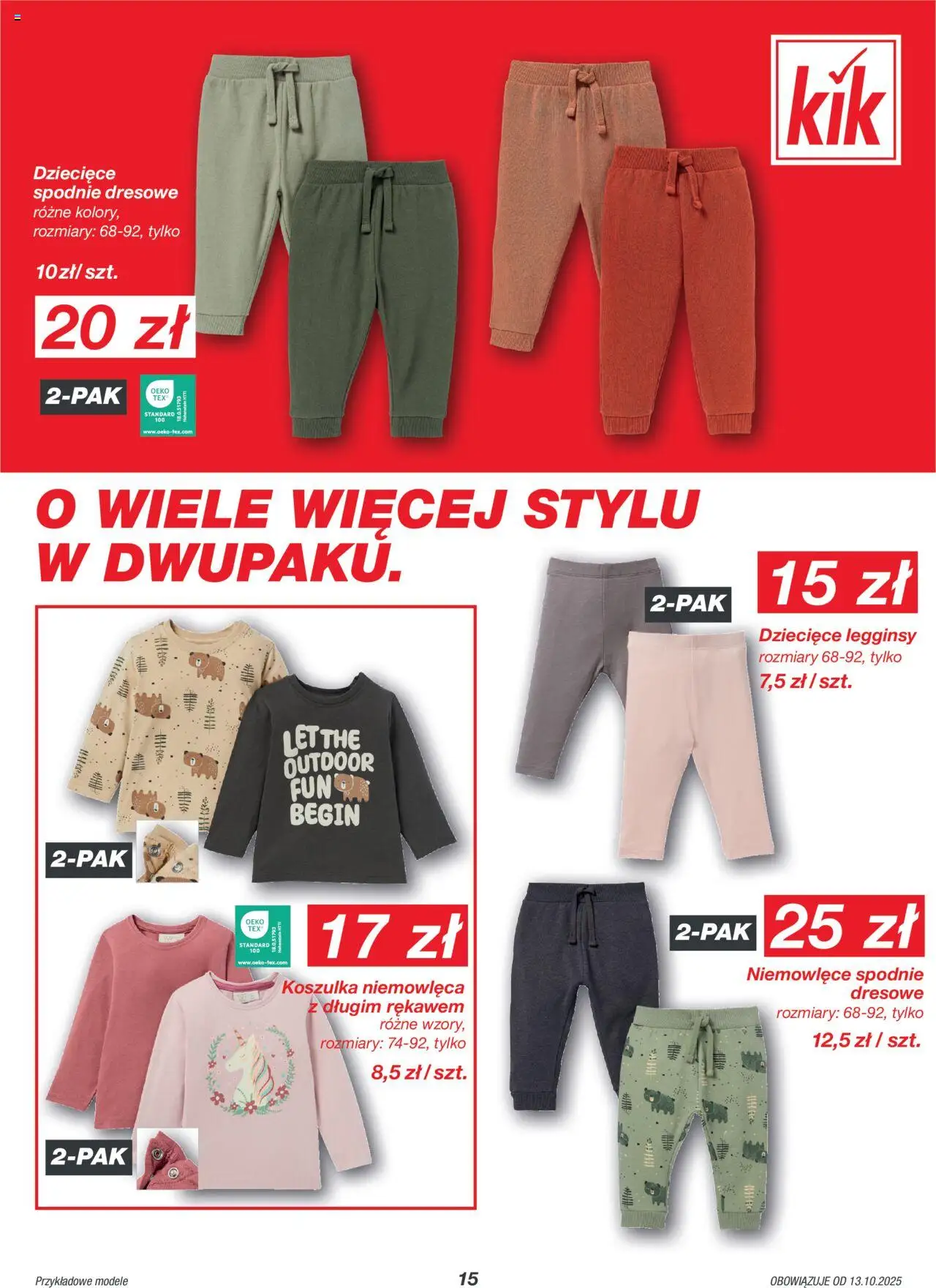 Kik Gazetka od 13.10.2025 | Strona: 15 | Produkty: Spodnie, Legginsy