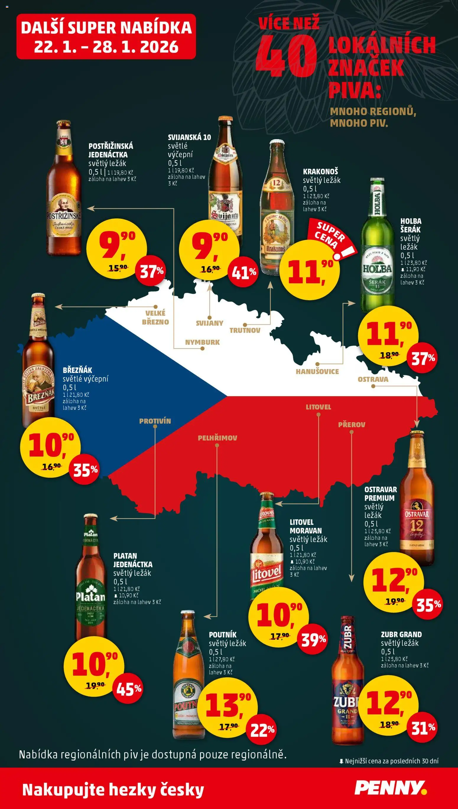 Penny Market leták - Čtvrtečník od 22.01.2026 | Strana: 36 | Produkty: Zubr, Pivo, Šerák, Láhev