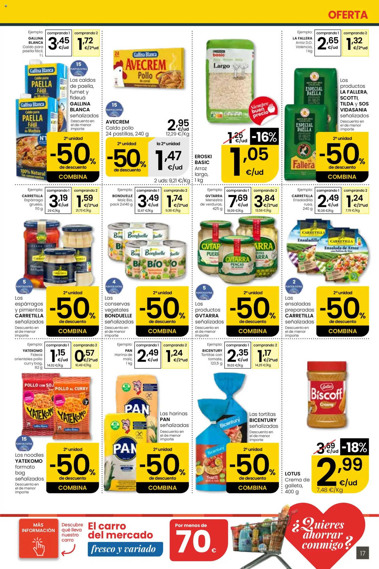 Eroski Quieres ahorrar conmigo │ válido desde el 16.04.2026 | Página: 17 | Productos: Ensaladilla, Arroz, Νερό καρύδας, Crema