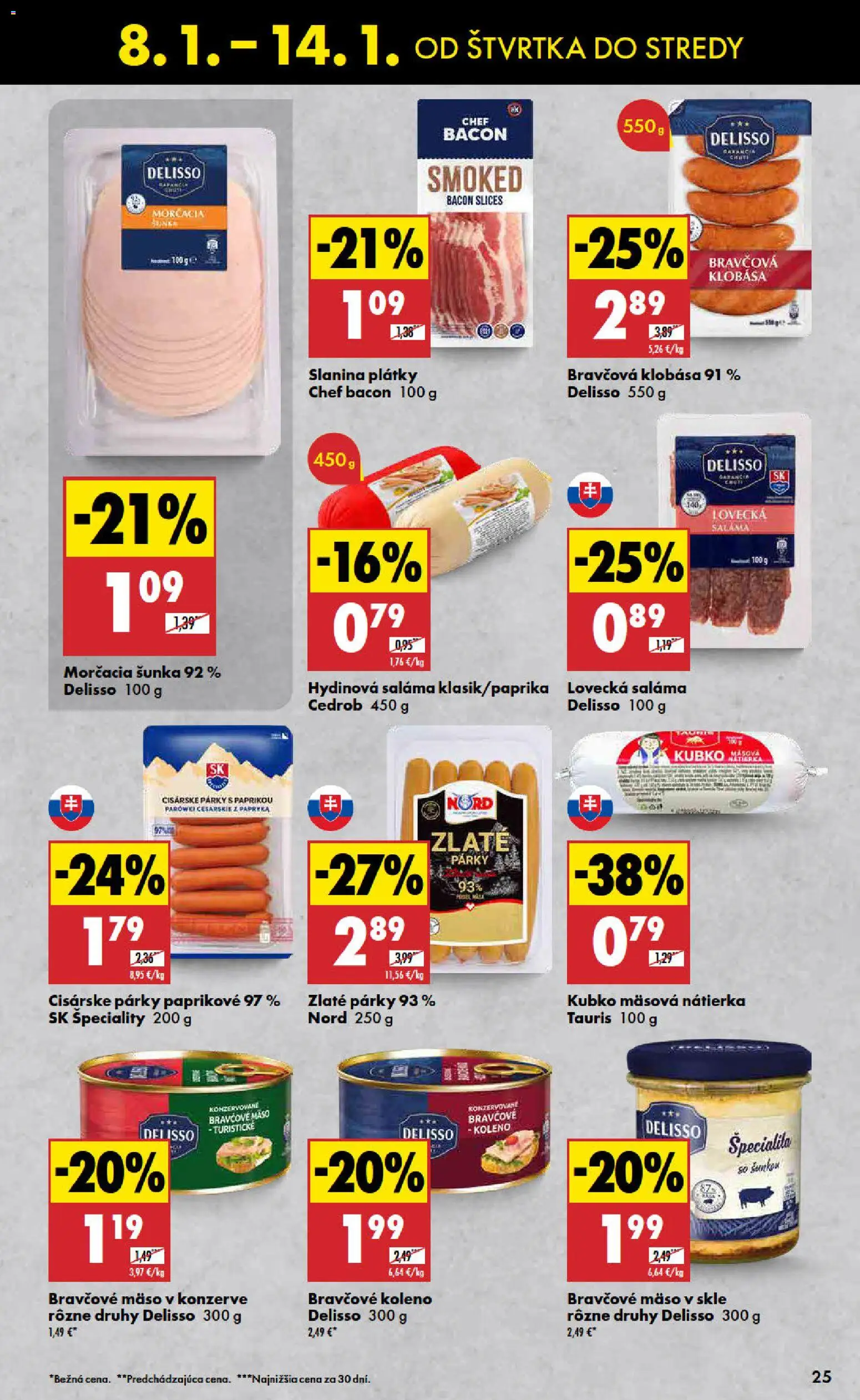 Nové Biedronka akcie – leták je platný od 08.01.2026 | Strana: 25 | Produkty: Klobása, Bravčové koleno, Bravčové mäso, Párky