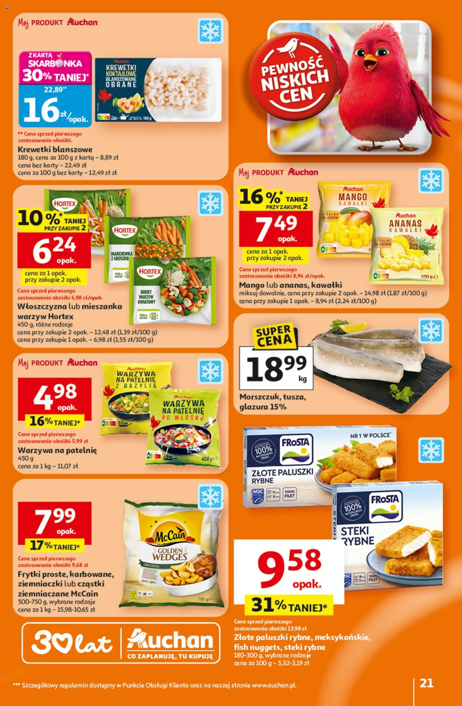 Auchan Gazetka - 30 Lat Hipermarket od 26.02.2026 | Strona: 21 | Produkty: Warzywa na patelnie, Patelnie, Frytki, Warzywa