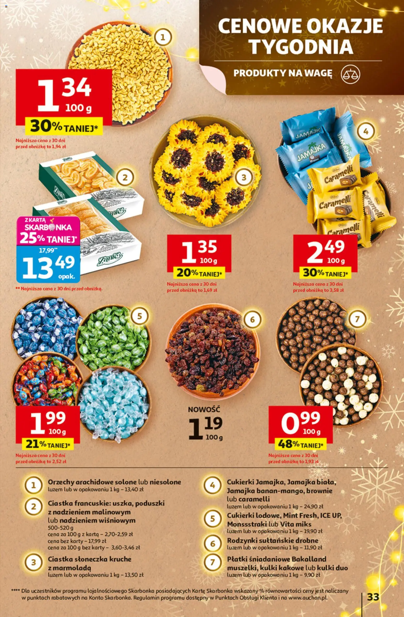 Auchan Black Friday od 20.11.2025 | Strona: 33 | Produkty: Orzechy arachidowe, Brownie, Ciastka, Rodzynki