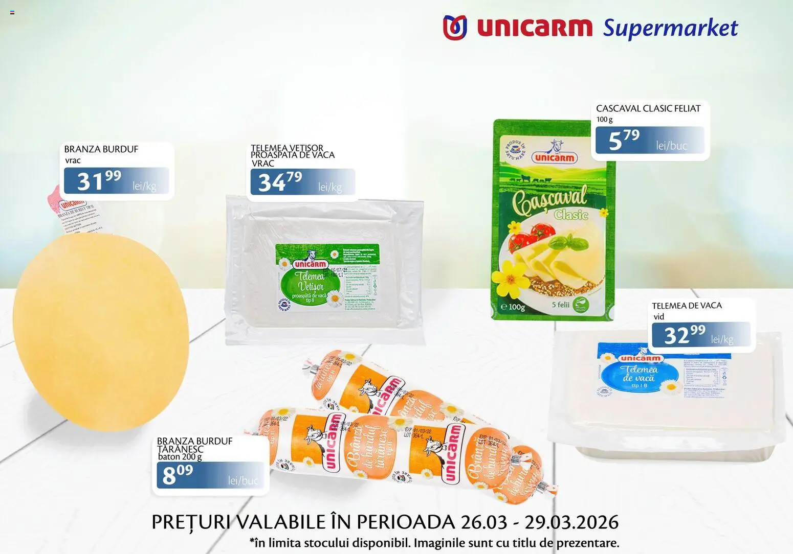 Noul catalog Unicarm – valabil de la 26.03.2026 | Pagină: 5 | Produse: Cașcaval, Brânză