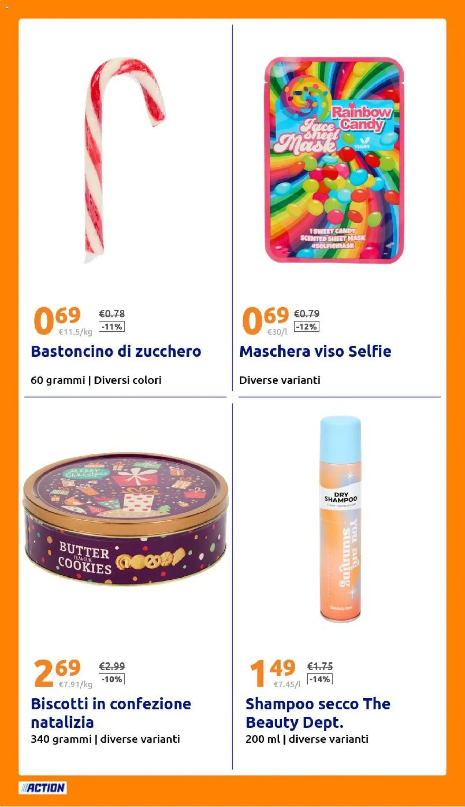 Volantino Action del 10.12.2025 | Pagina: 26 | Prodotti: Shampoo, Maschera viso, Biscotti, Zucchero