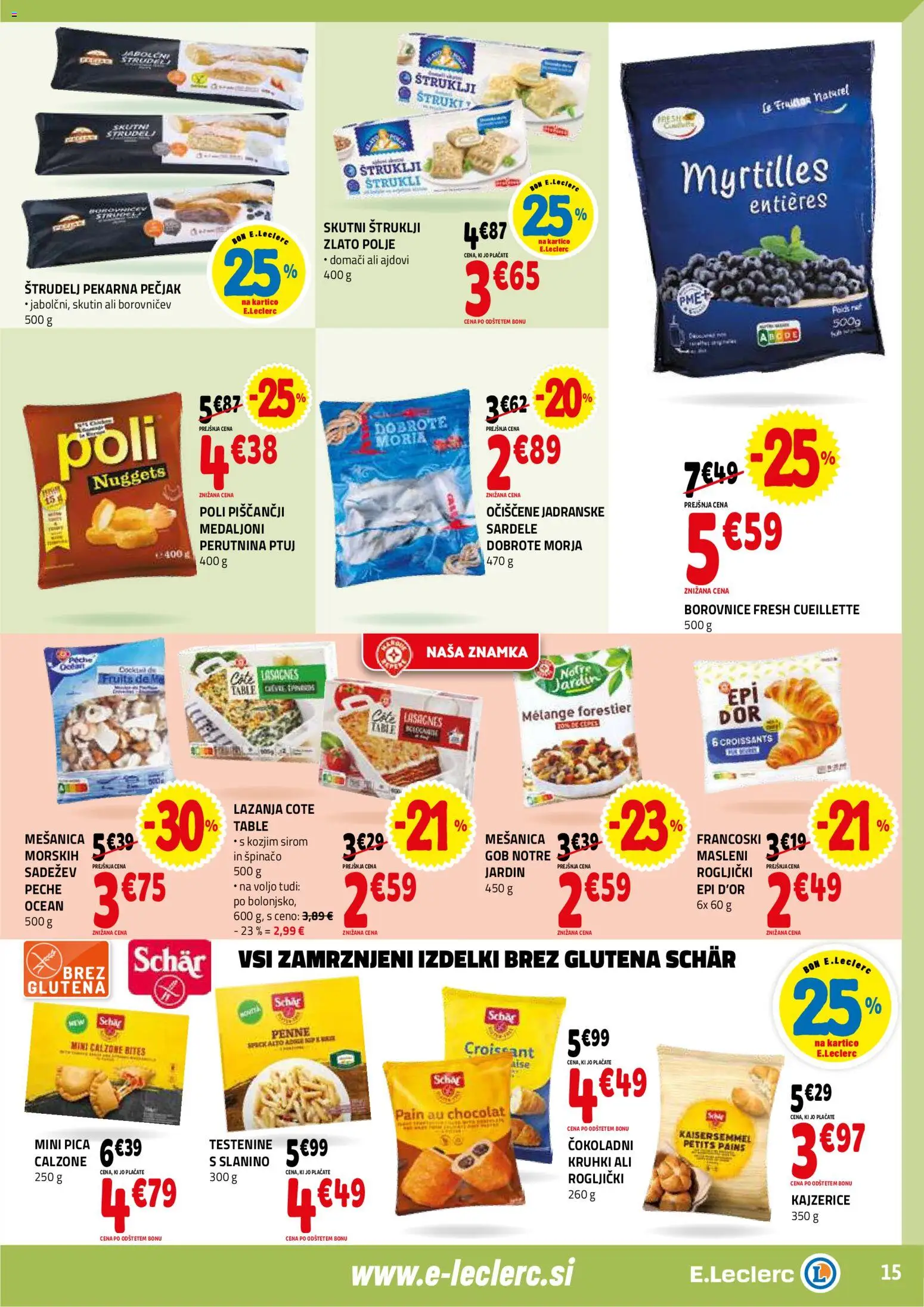 Novi E.leclerc katalog ponudbe – veljaven od 21.01.2026 | Stran: 15 | Izdelki: Štruklji, Pica, Lazanja, Testenine