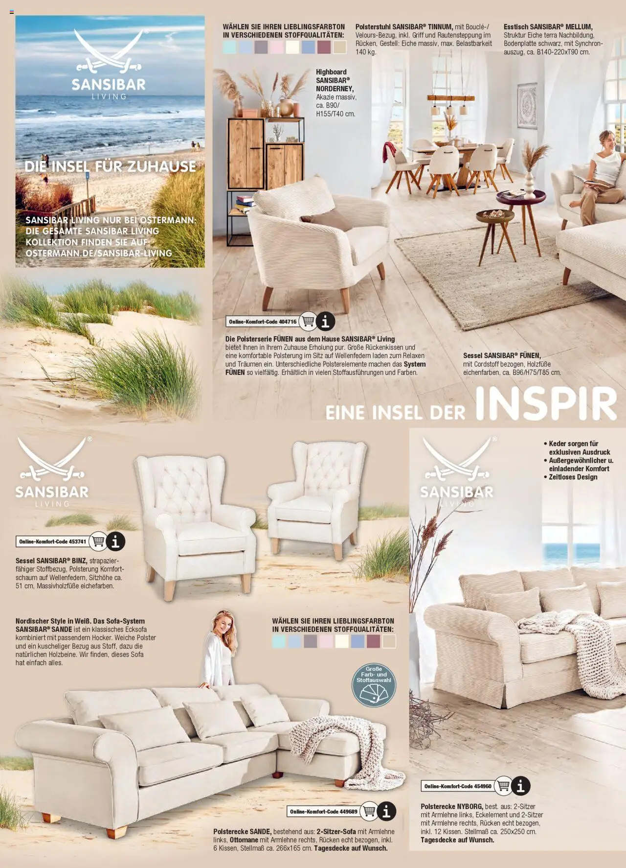 Ostermann Sansibar Living  - gültig ab dem 01.01.2025 | Seite: 2 | Produkte: HIghboard, Esstisch, Sofa, Sessel