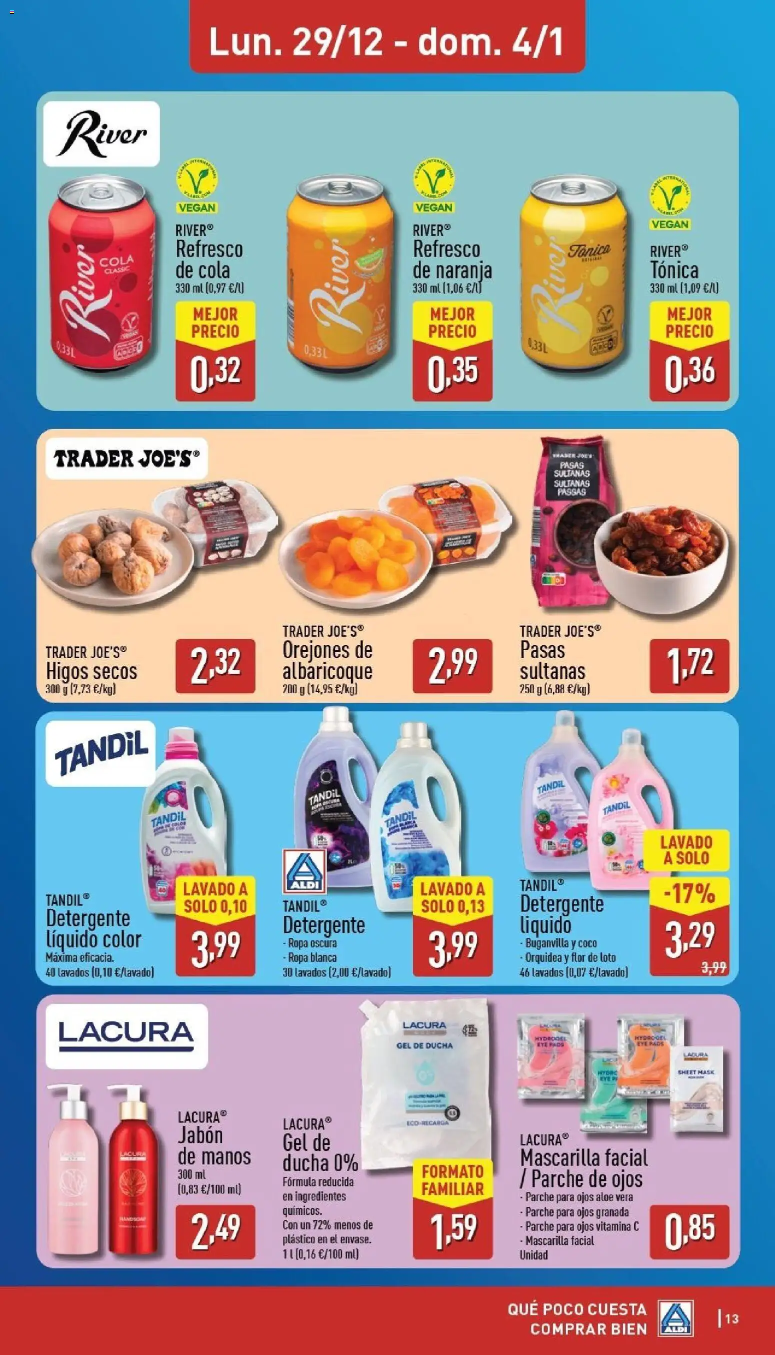 Aldi folleto Baleares │ válido desde el 29.12.2025 | Página: 13 | Productos: Gel de ducha, Τυρόπιτα, Αποφλοιωτής σκόρδου, Detergente líquido