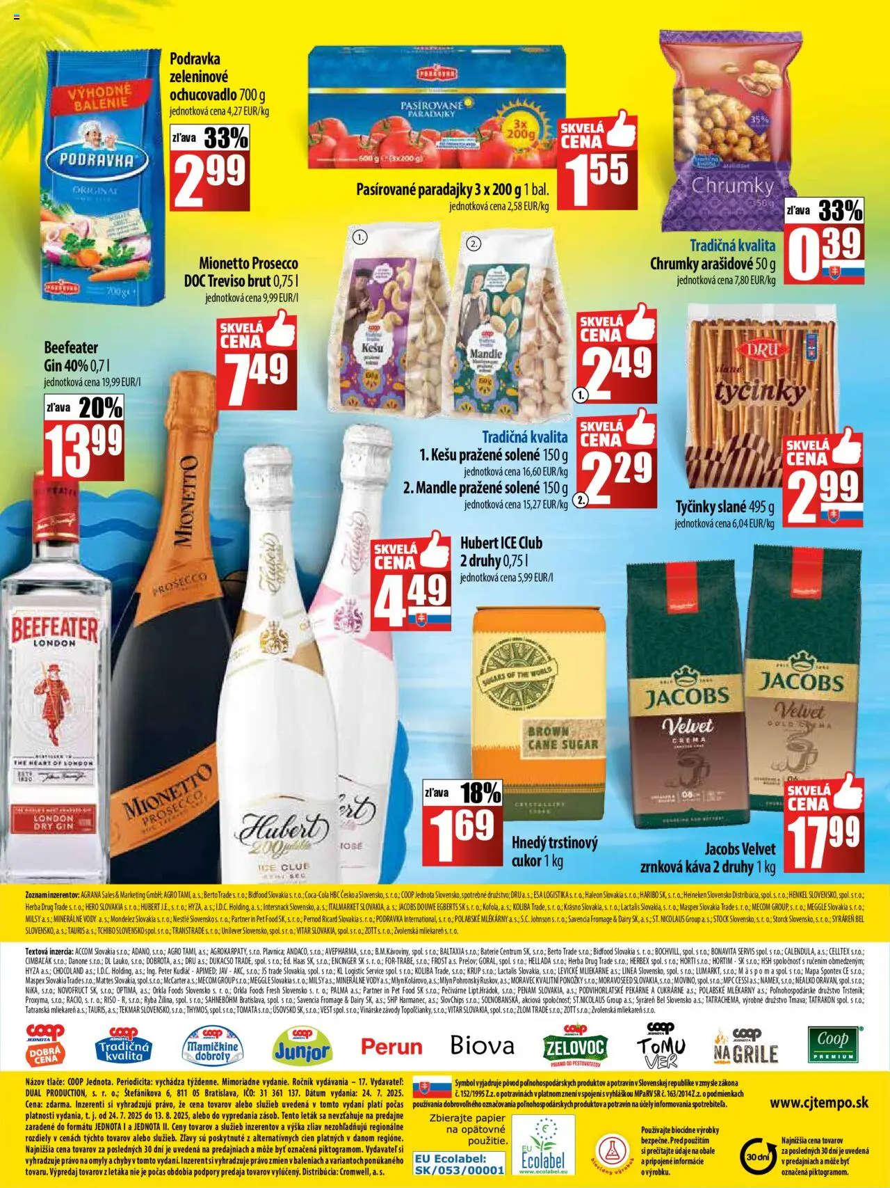 COOP Jednota akcia │ platný od 24.07.2025 | Strana: 6 | Produkty: Káva, Gin, Mandle, Zrnková káva