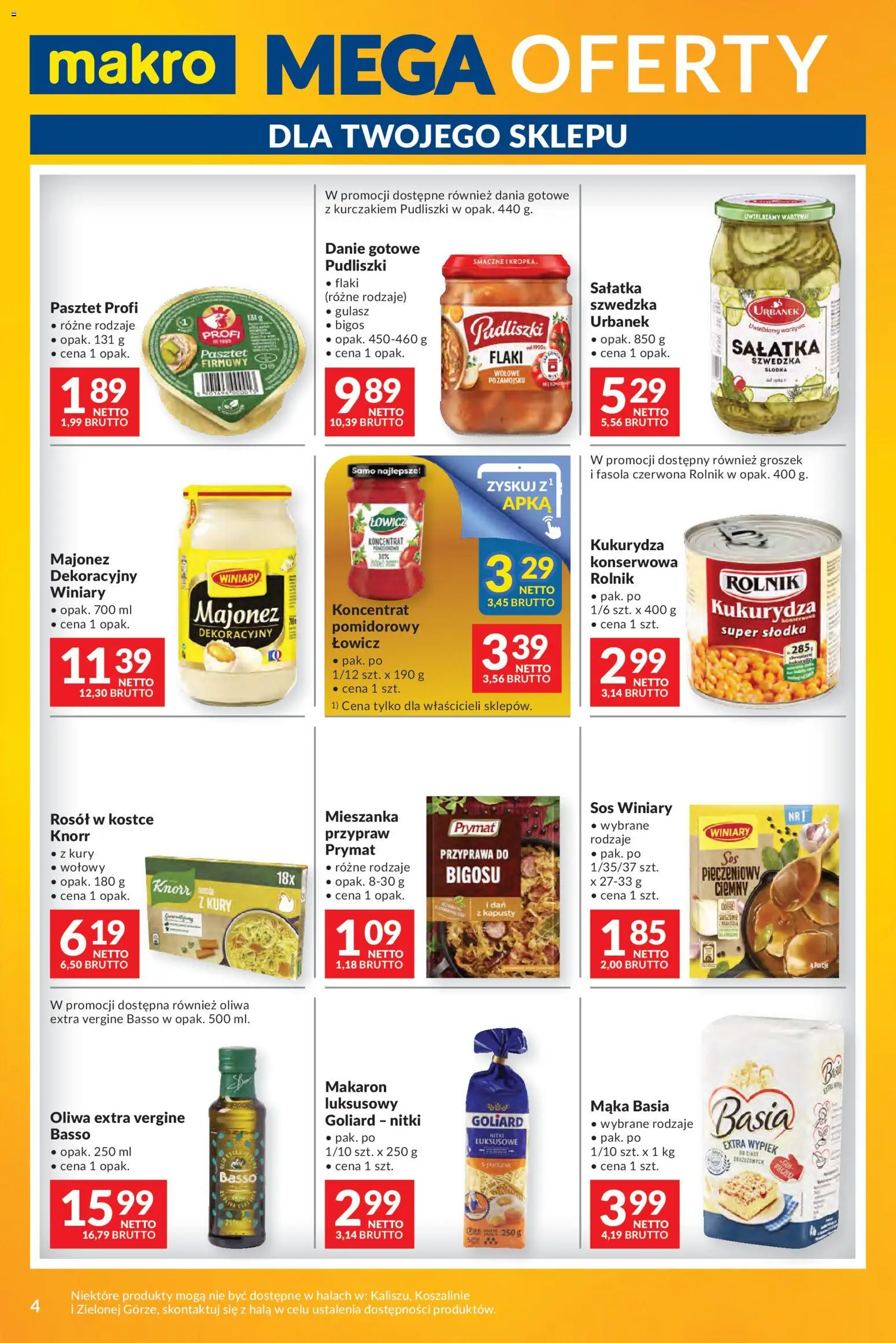 Makro Gazetka - Mega oferty dla Twojego Sklepu od 12.11.2025 | Strona: 4 | Produkty: Groszek, Flaki, Makaron, Sałatka