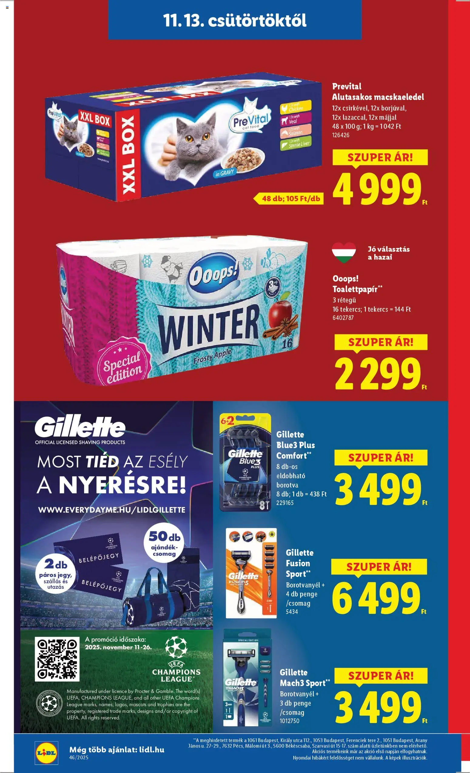 Lidl akciós ujság - amely érvényes a következő dátumtól: 13.11.2025 | Oldal: 18 | Termékek: Macskaeledel, Borotva