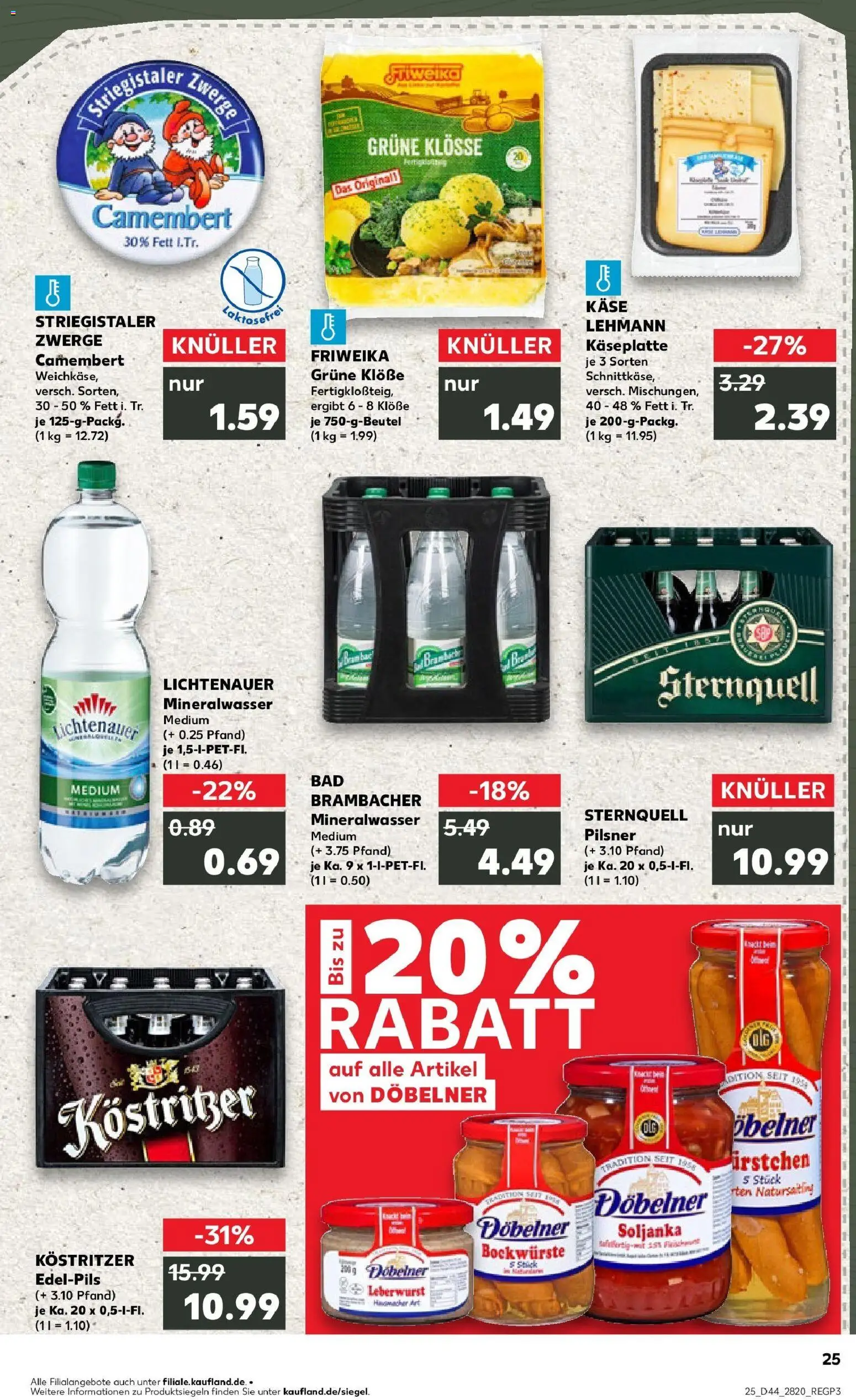 Kaufland prospekt Reichenbach Im Vogtland	 – gültig ab 30.10.2025 | Seite: 25 | Produkte: Käse, Kostritzer, Bad, Mineralwasser