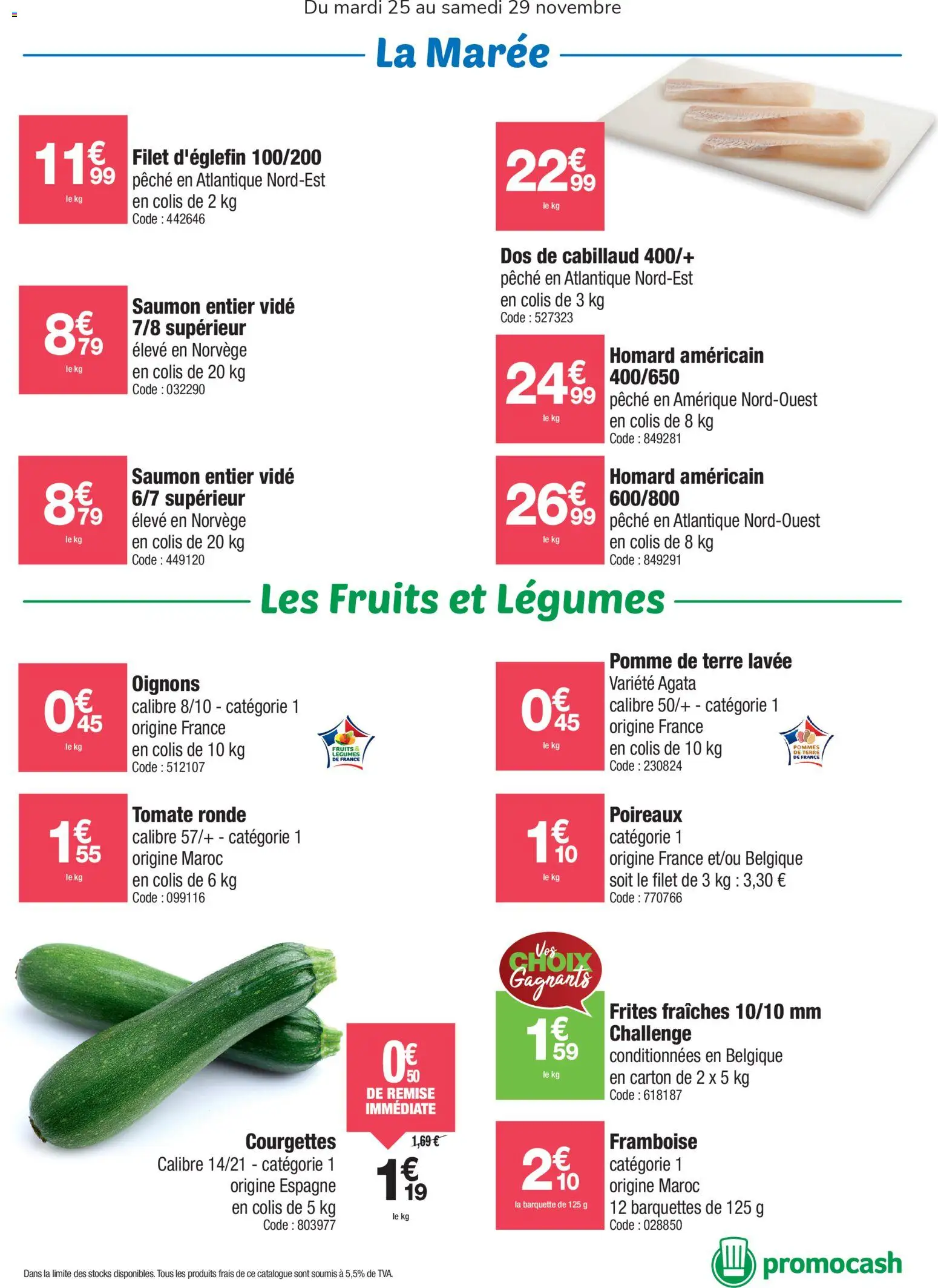 {H1} | Page: 2 | Produits: Framboise, Frites, Homard americain, Saumon