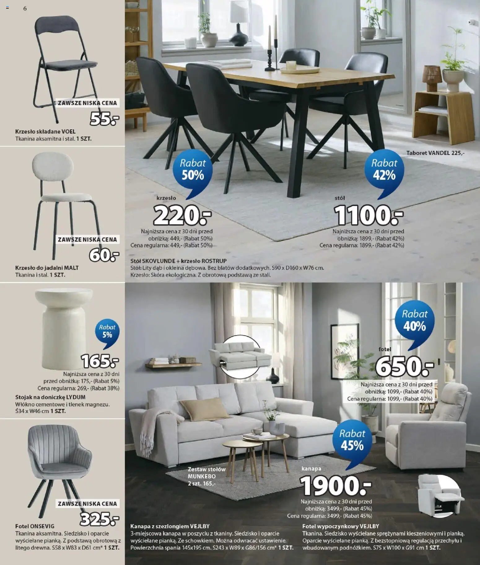 JYSK gazetka od 18.03.2026 | Strona: 6 | Produkty: Fotel, Kanapa, Stół, Krzesło