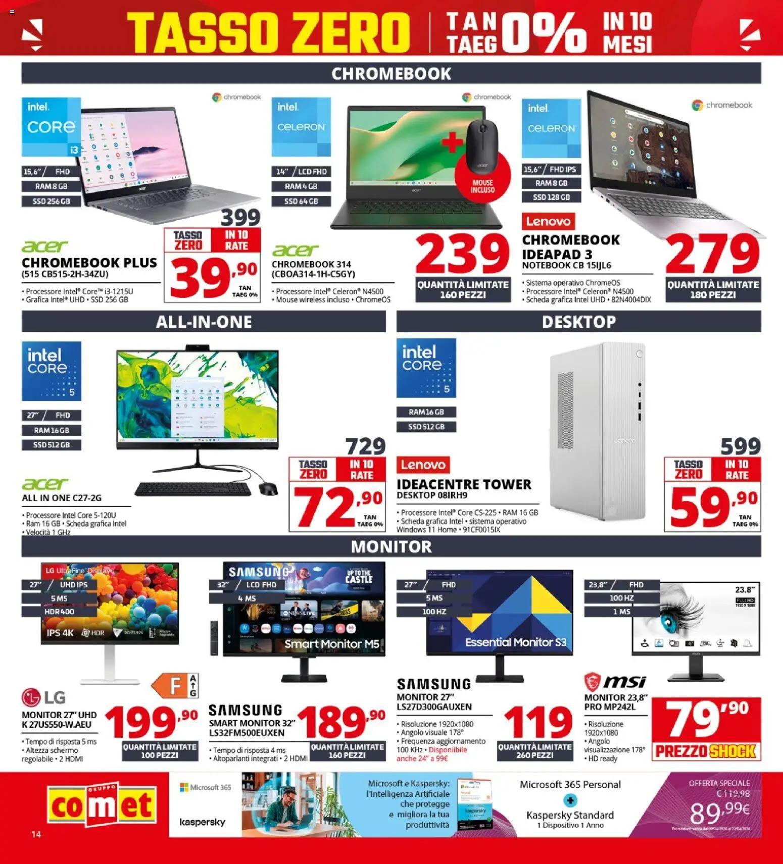 Volantino Comet del 23.04.2026 | Pagina: 14 | Prodotti: Schermo, Monitor, Notebook, Mouse