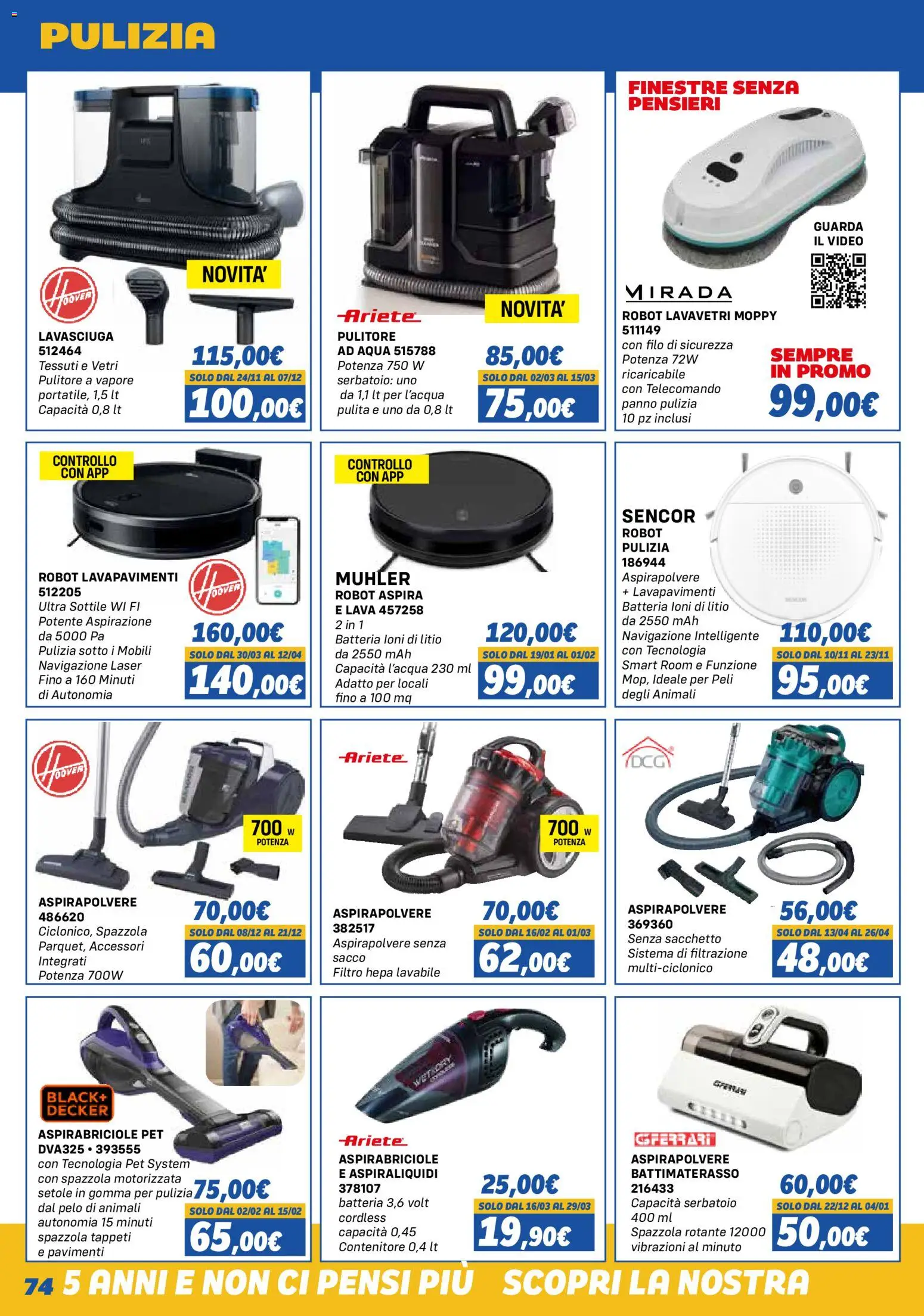 Volantino Orizzonte del 01.11.2025 | Pagina: 74 | Prodotti: Lavasciuga, Pulitore a vapore, Video, Robot