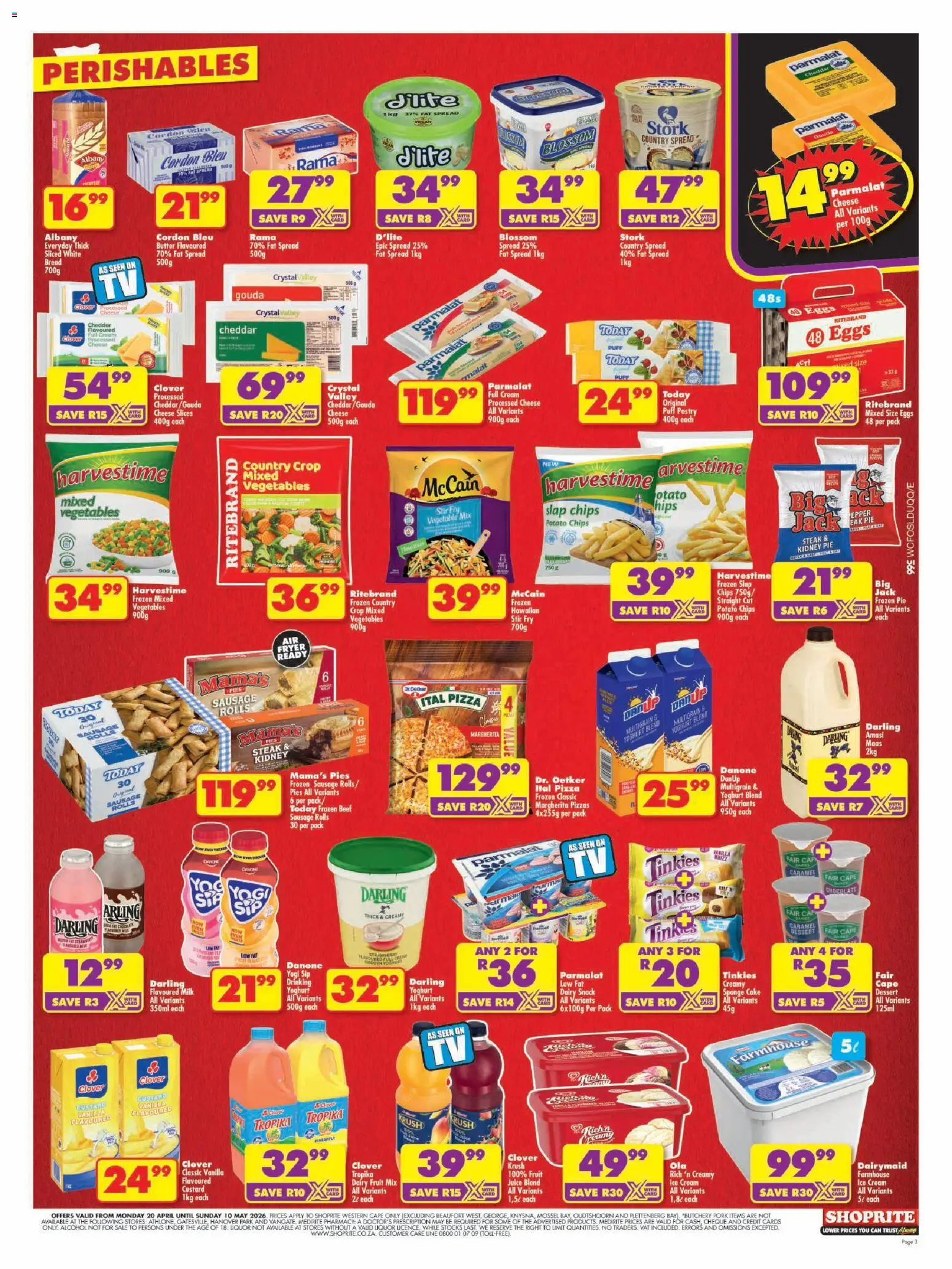 New Shoprite catalogue – valid from 20.04.2026 | Page: 3 | Products: Butter, Pork, Fat spread, Caramel