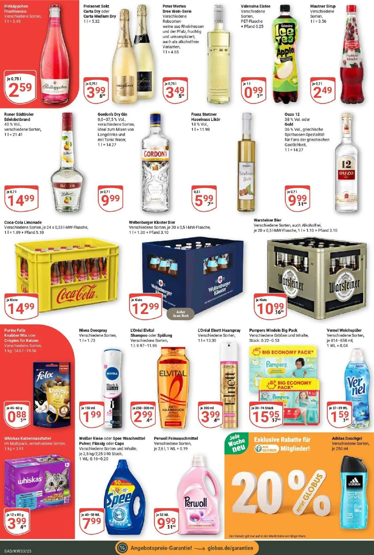 Globus prospekt Schwandorf	 - gültig ab dem 11.08.2025 | Seite: 3 | Produkte: Sekt, Fruchtsecco, Weichspüler, Gin