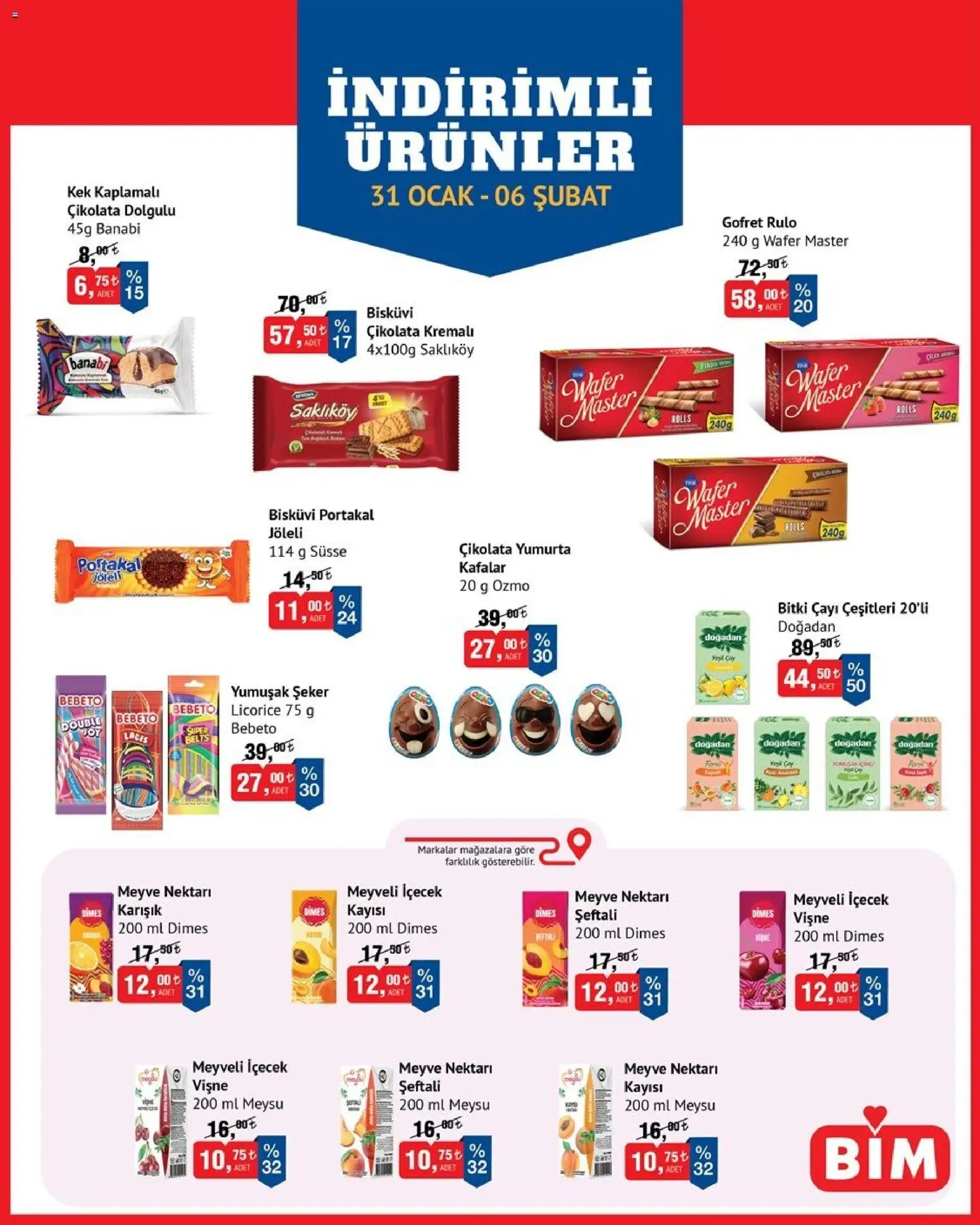 BİM İndirimli Ürünler - 31.01.2026 tarihinden itibaren geçerlidir | Sayfa: 2 | Ürünler: Gofret, Çikolata, Portakal, Meyve