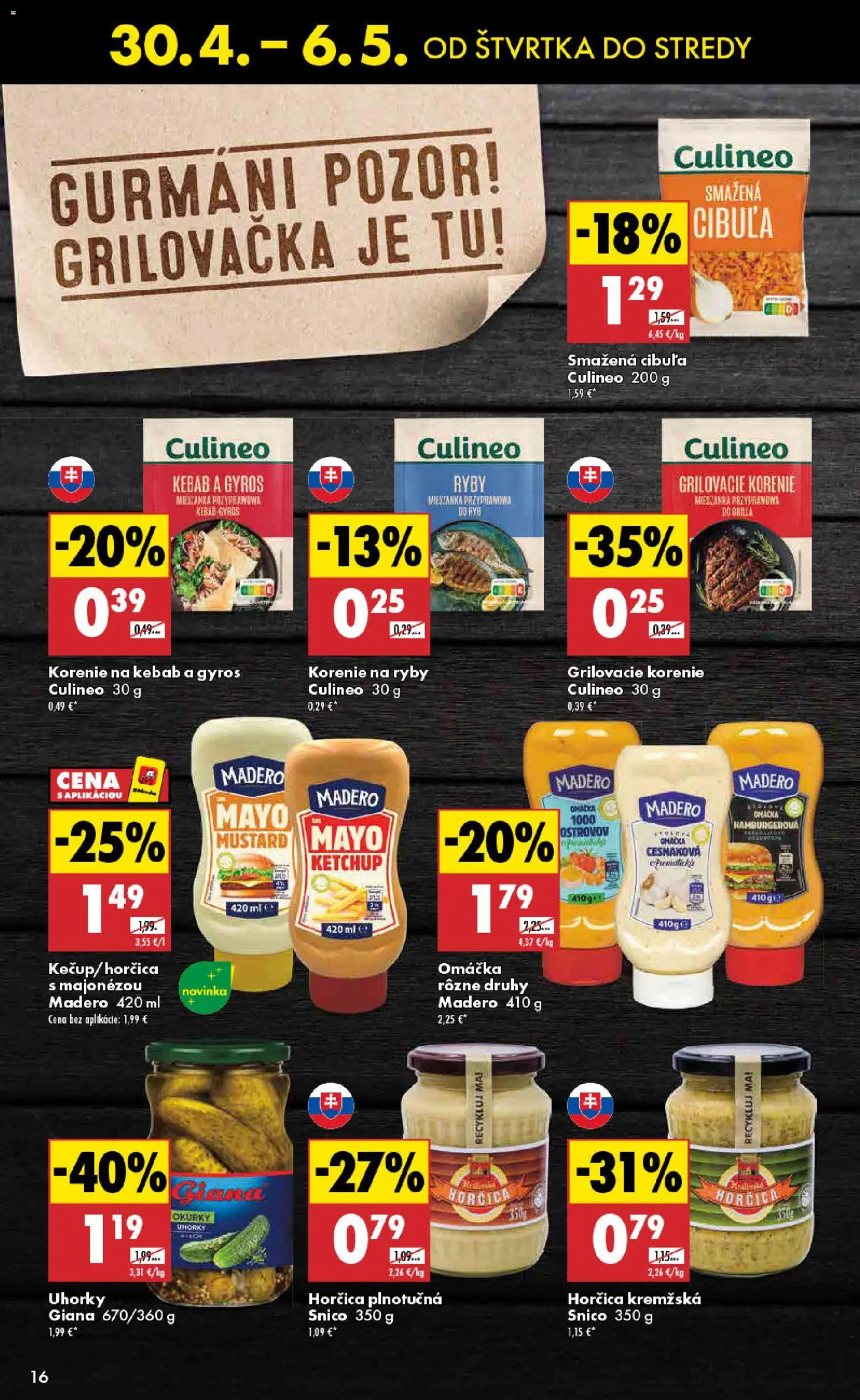 Nové Biedronka akcie – leták je platný od 30.04.2026 | Strana: 16 | Produkty: Ryby, Korenie, Omáčka, Uhorky