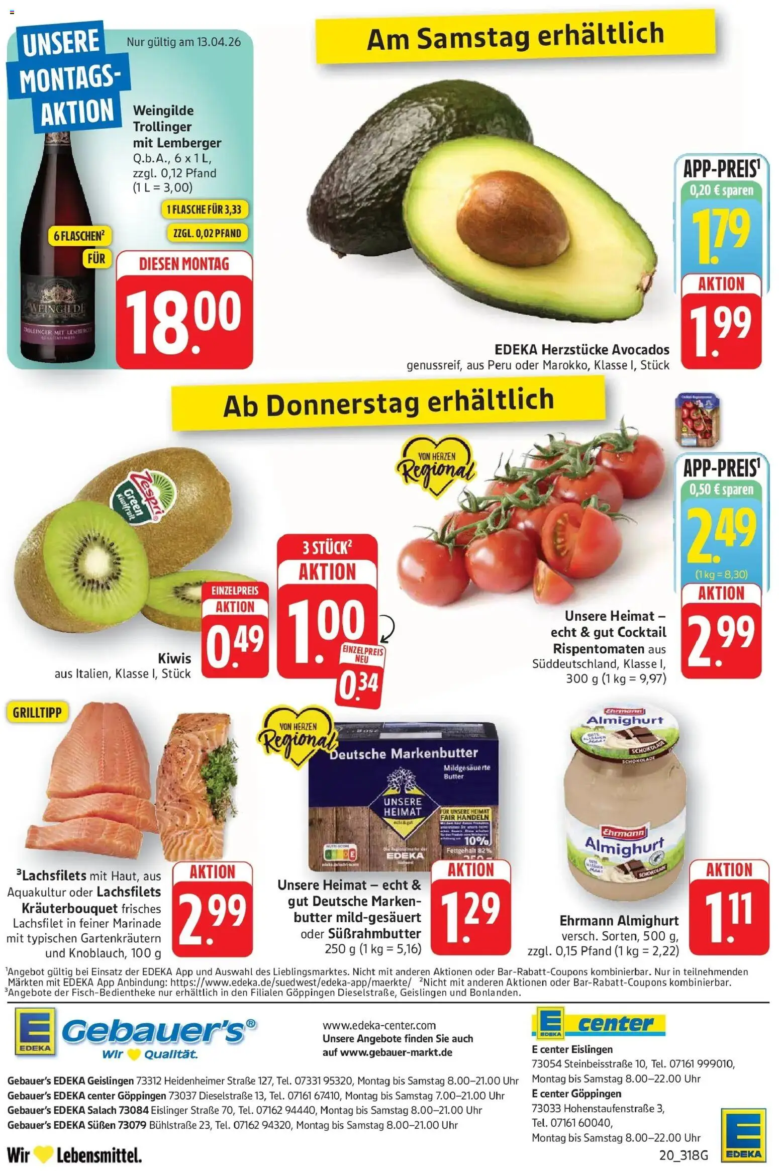 Edeka prospekt Geislingen	 – gültig ab 12.04.2026 | Seite: 20 | Produkte: Ehrmann almighurt, Schokolade, Avocado, Uhr