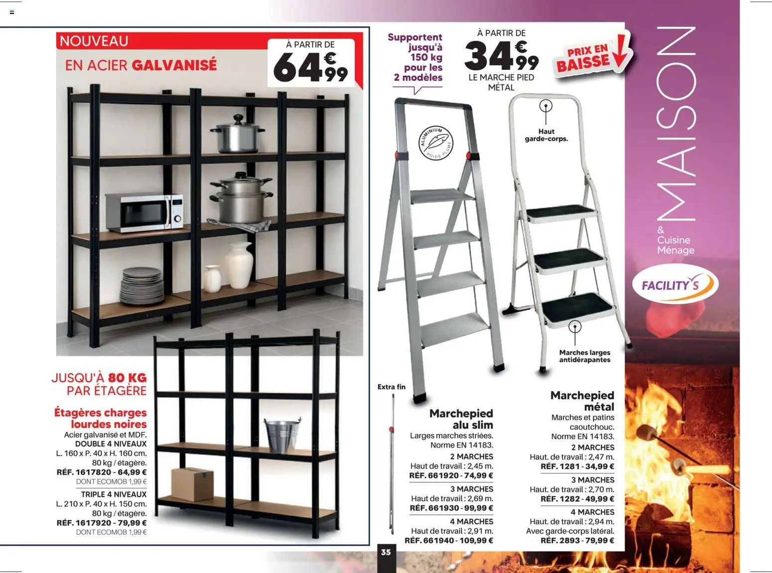 {H1} | Page: 35 | Produits: Le marche pied, Étagère