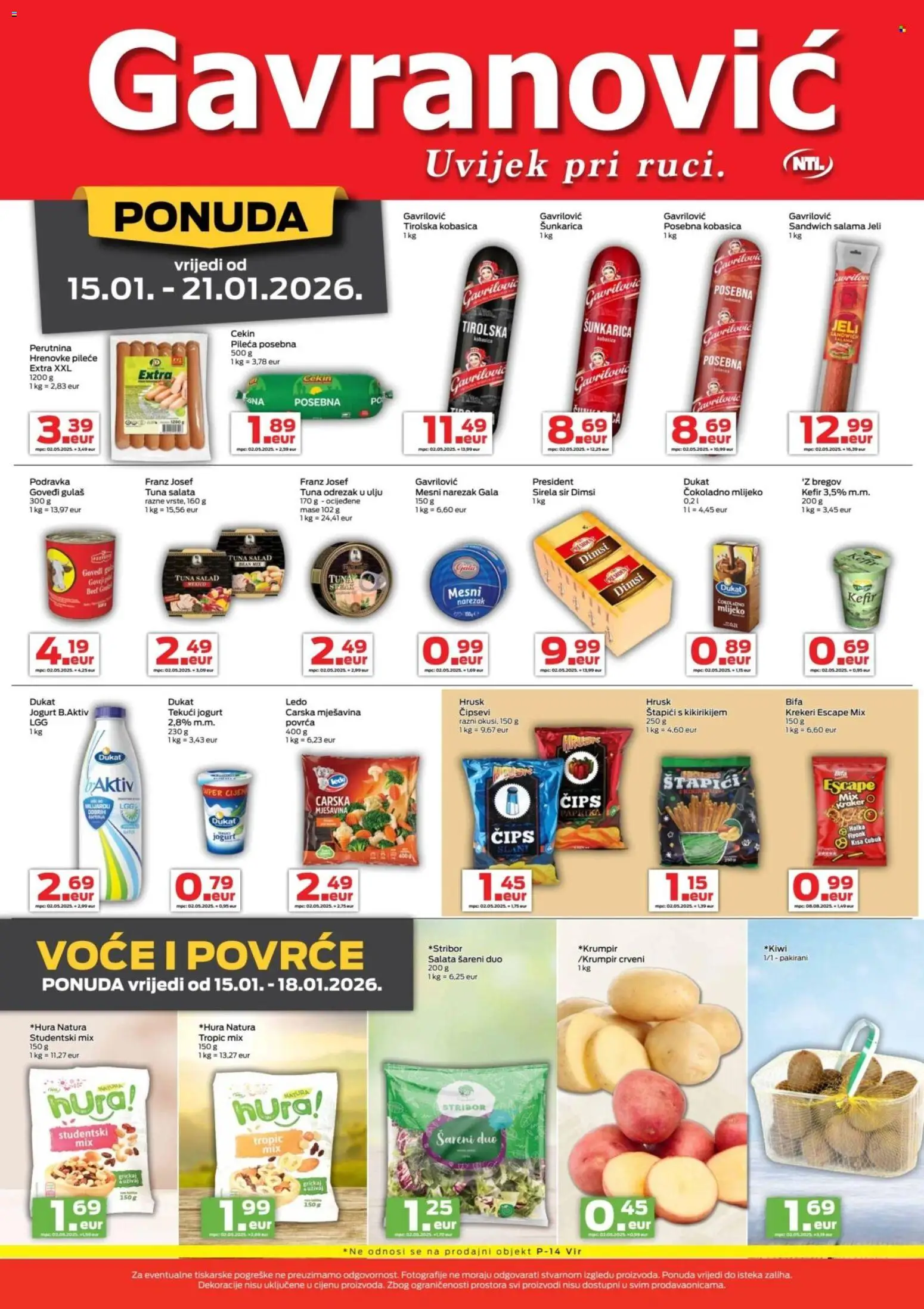 Gavranović katalog | vrijedi od 15.01.2026 | Stranica: 2 | Proizvodi: Jogurt, Ledo, Salata, Kobasica