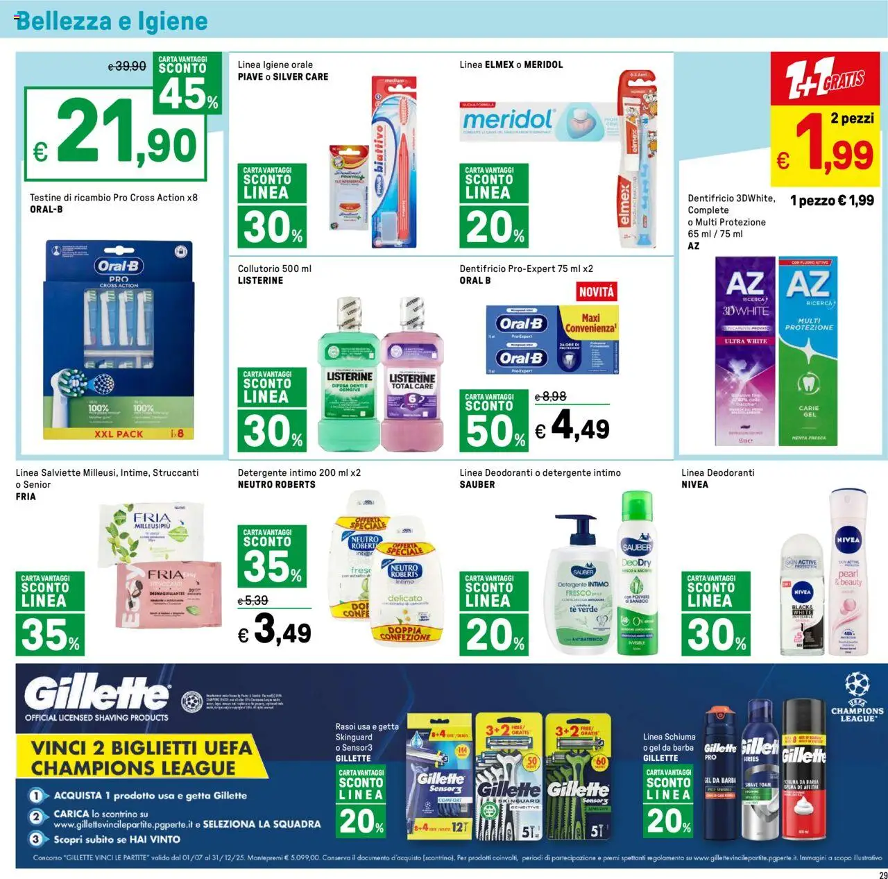Volantino Iper del 01.08.2025 | Pagina: 29 | Prodotti: Dentifricio, Collutorio, Detergente, Intimo