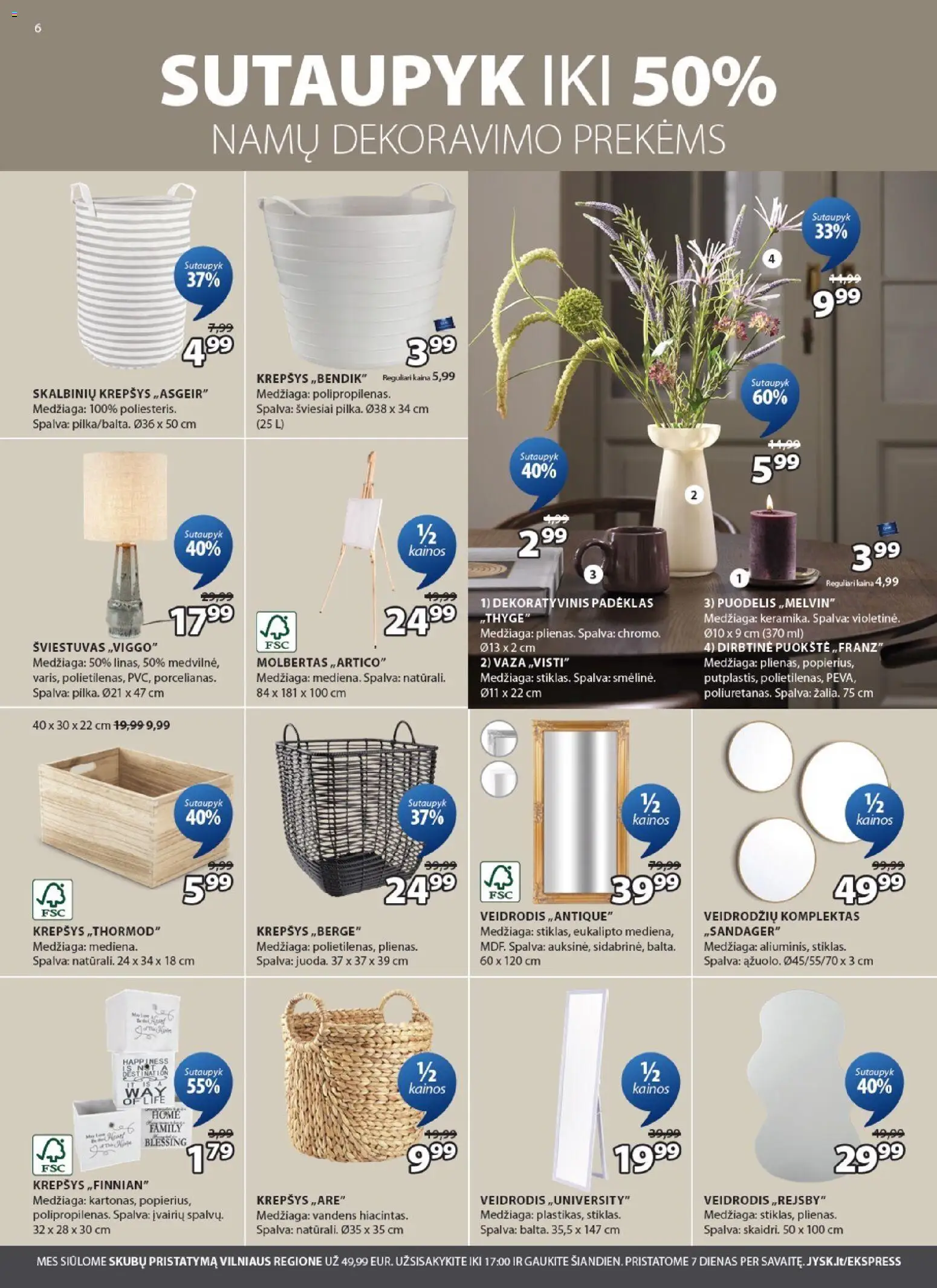 JYSK akcijos nuo 17.03.2026 | Puslapis: 6 | Prekių: Puodelis, Krepšys, Veidrodis, Vaza