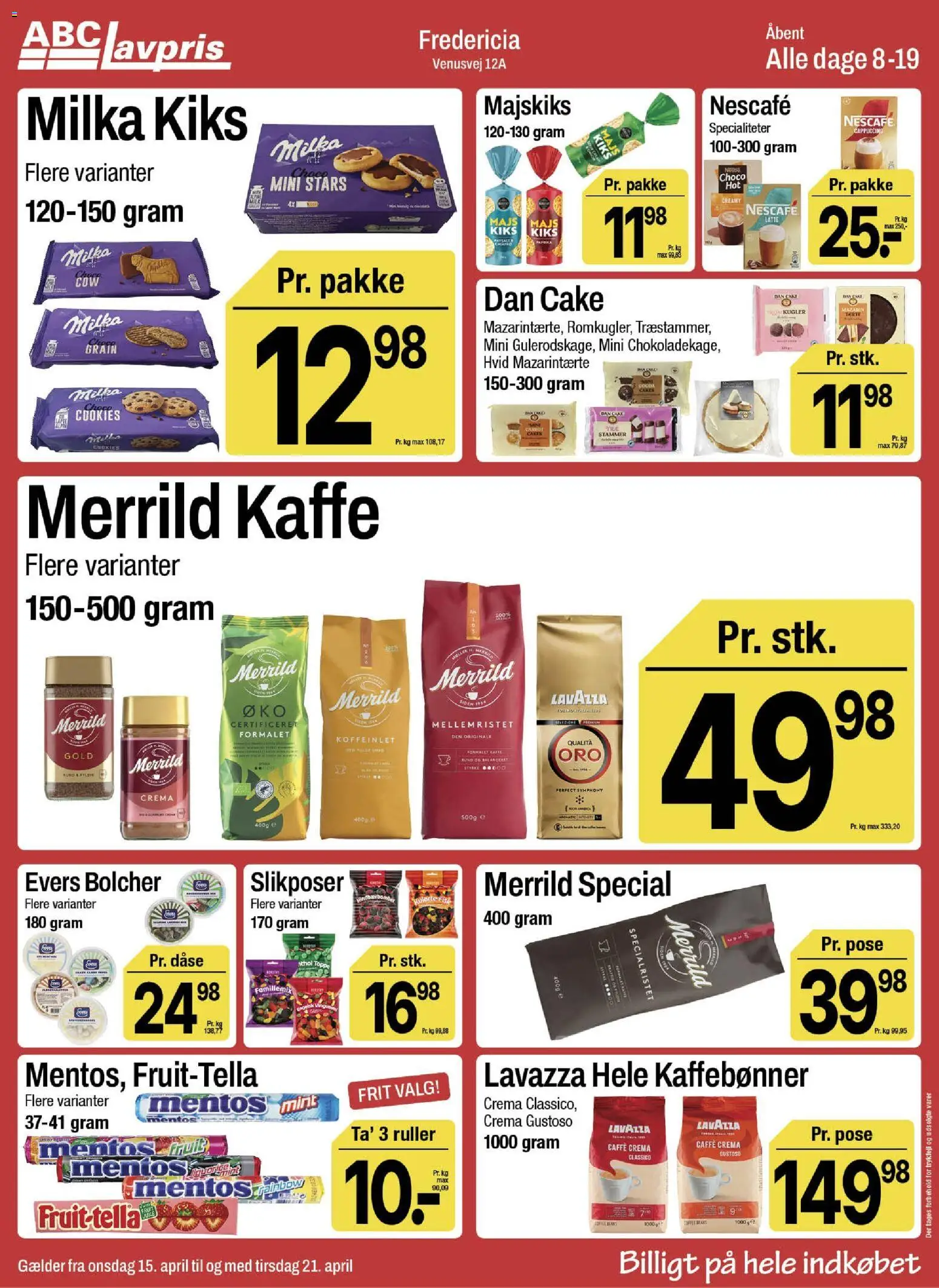 Abc Lavpris tilbudsavis – gyldig fra 15.04.2026 | Side: 9 | Produkter: Kaffe, Cookies, Majs, Mazarintærte