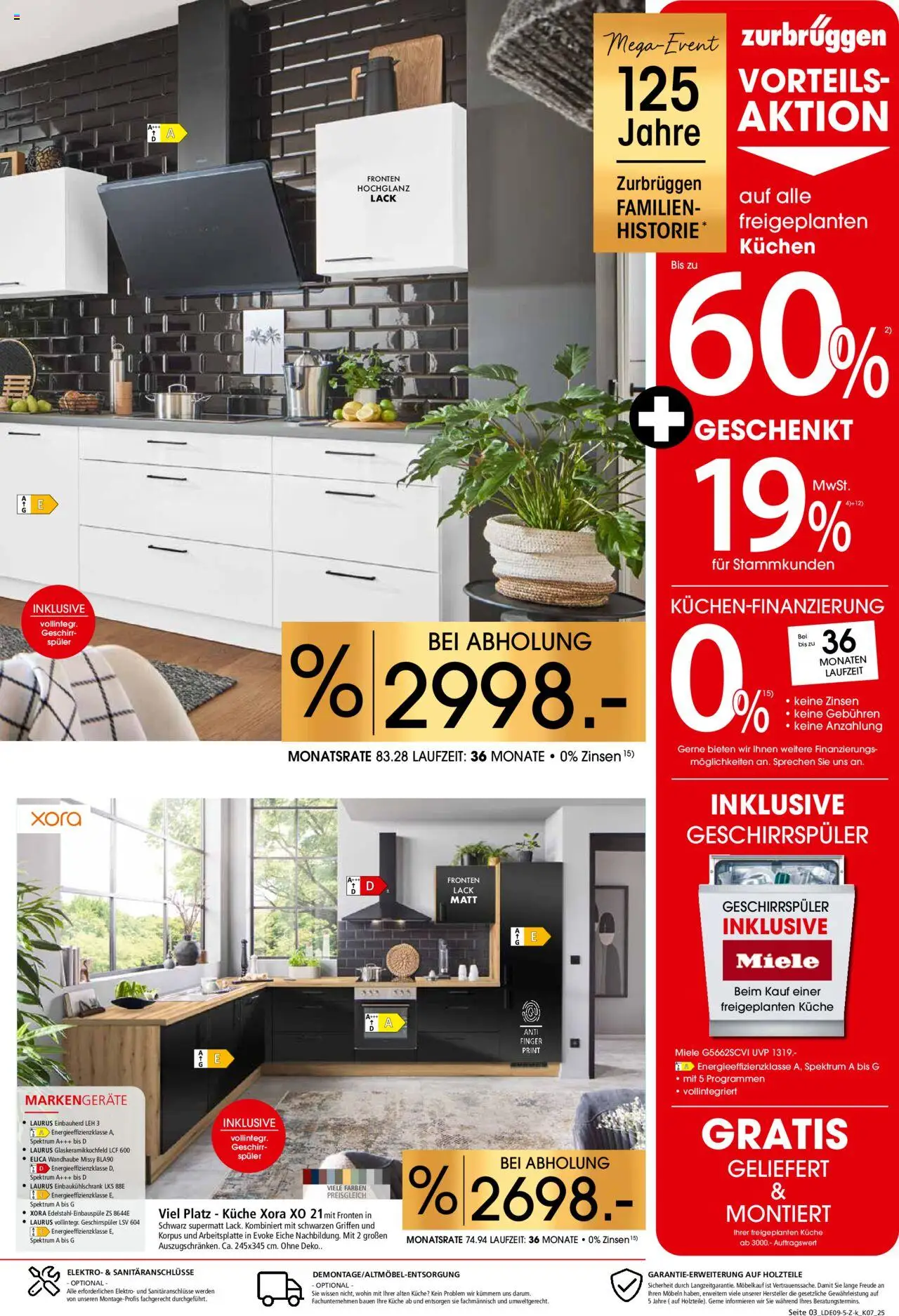 Zurbrüggen - Küchen für Ihr Zuhause – gültig ab 14.09.2025 | Seite: 3 | Produkte: Miele, Geschirrspüler, Küche, Kuchen