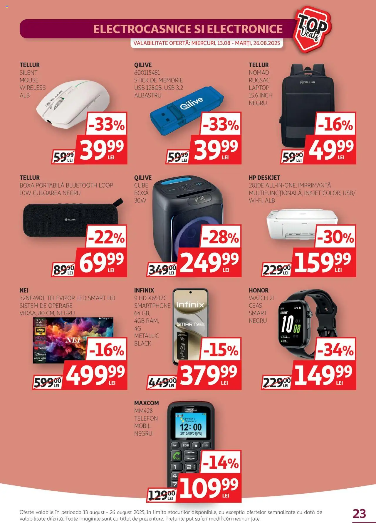 Catalog Auchan – valabil de la 13.08.2025 | Pagină: 23 | Produse: Ceas, Memorie, Imprimantă, Usb
