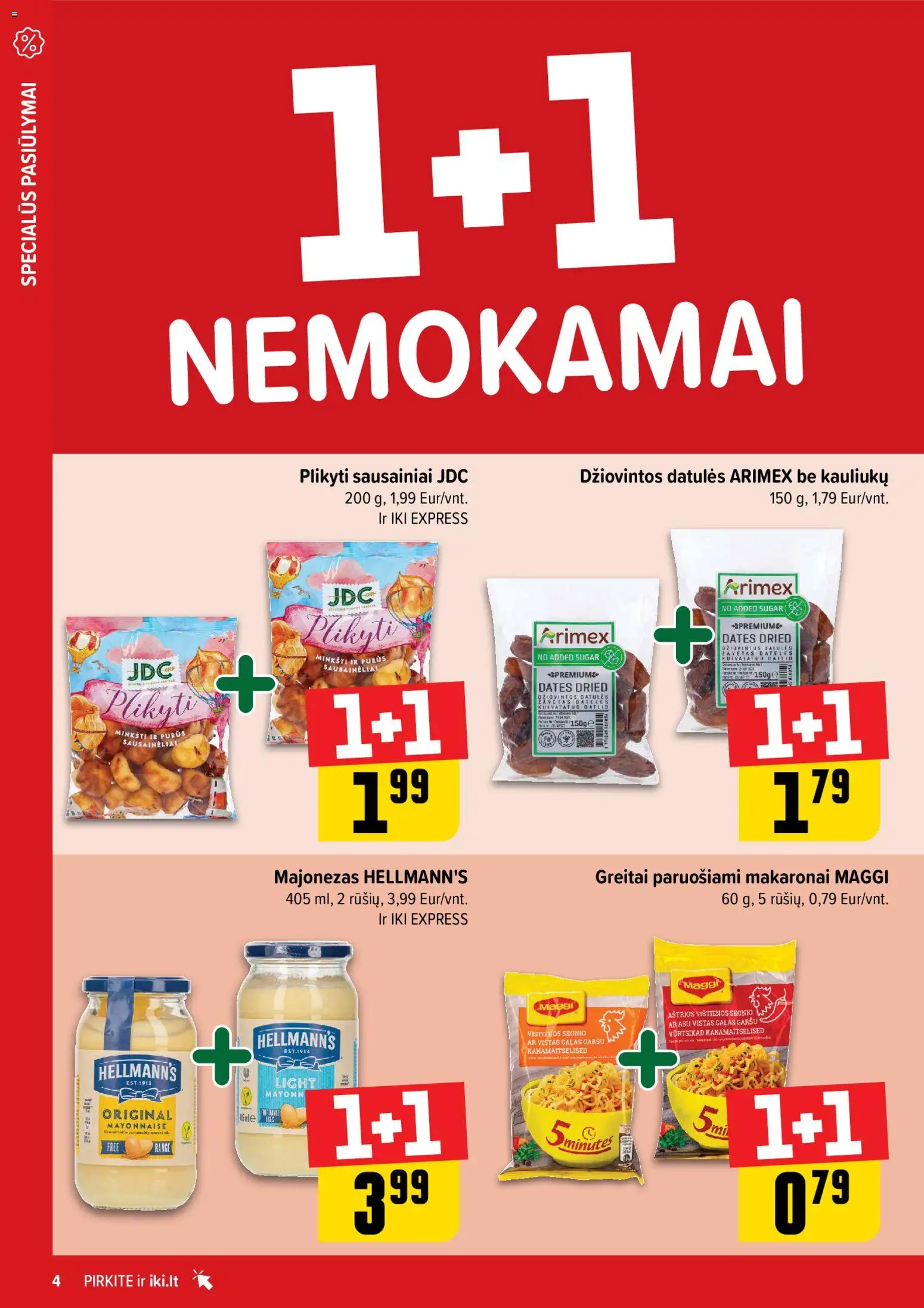 IKI akcijos nuo 10.11.2025 | Puslapis: 4 | Prekių: Sausainiai, Vištienos, Majonezas, Greitai paruošiami makaronai