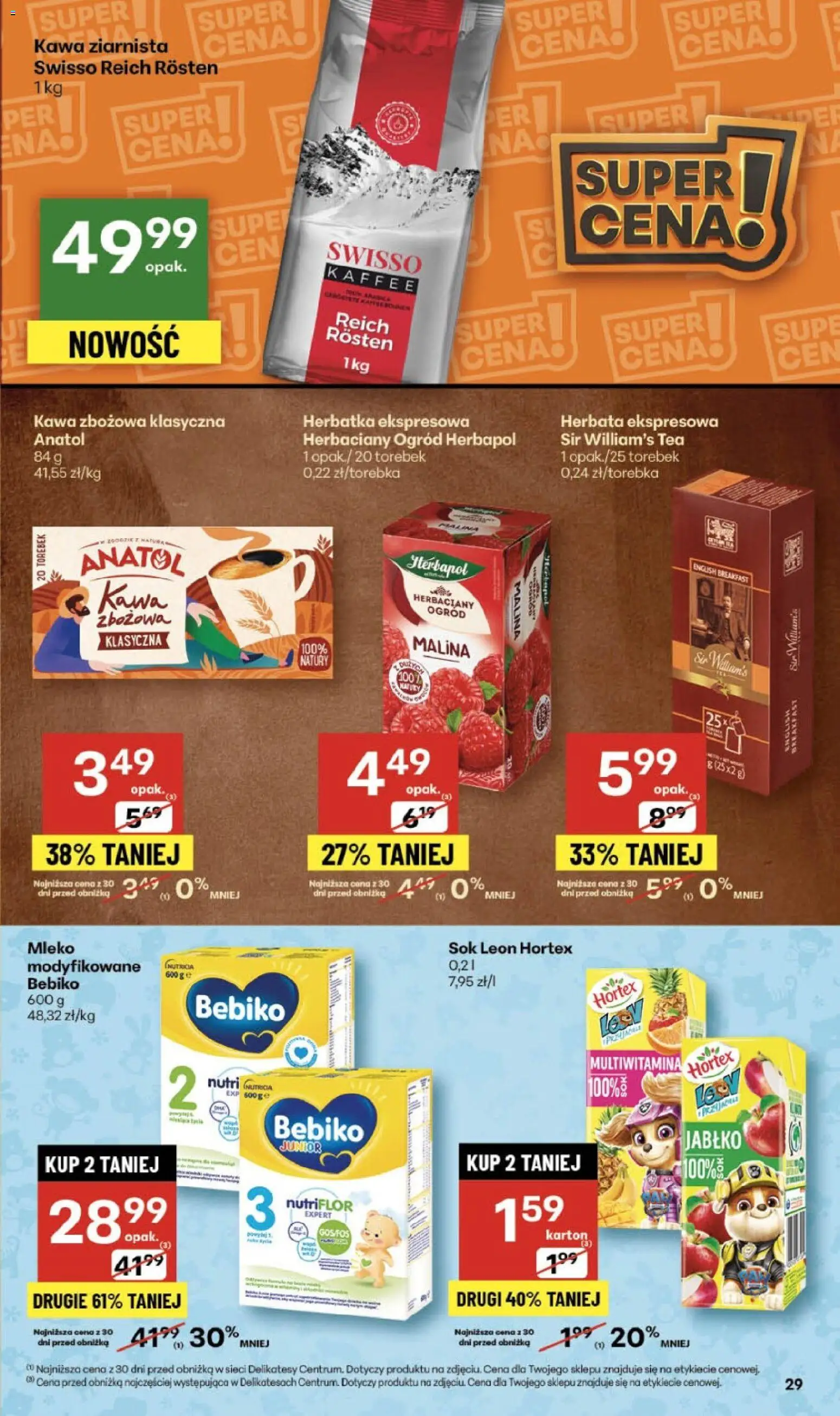Delikatesy Centrum Gazetka - Sklepy Własne od 30.10.2025 | Strona: 29 | Produkty: Malina, Kawa ziarnista, Mleko, Herbata